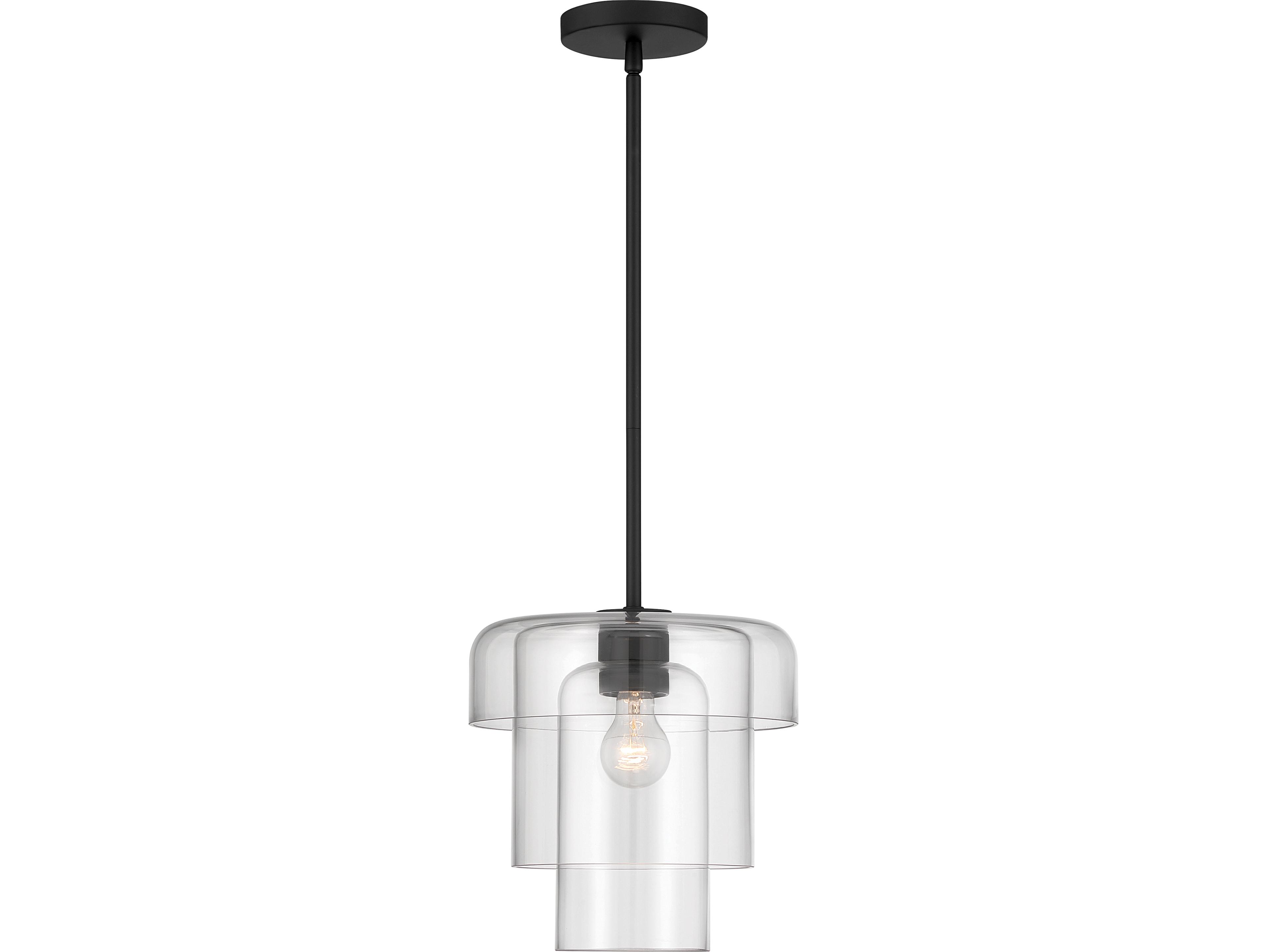 Minka Lavery Velique 1-Light Dark Matte Black Cylinder Tiered Mini Pendant