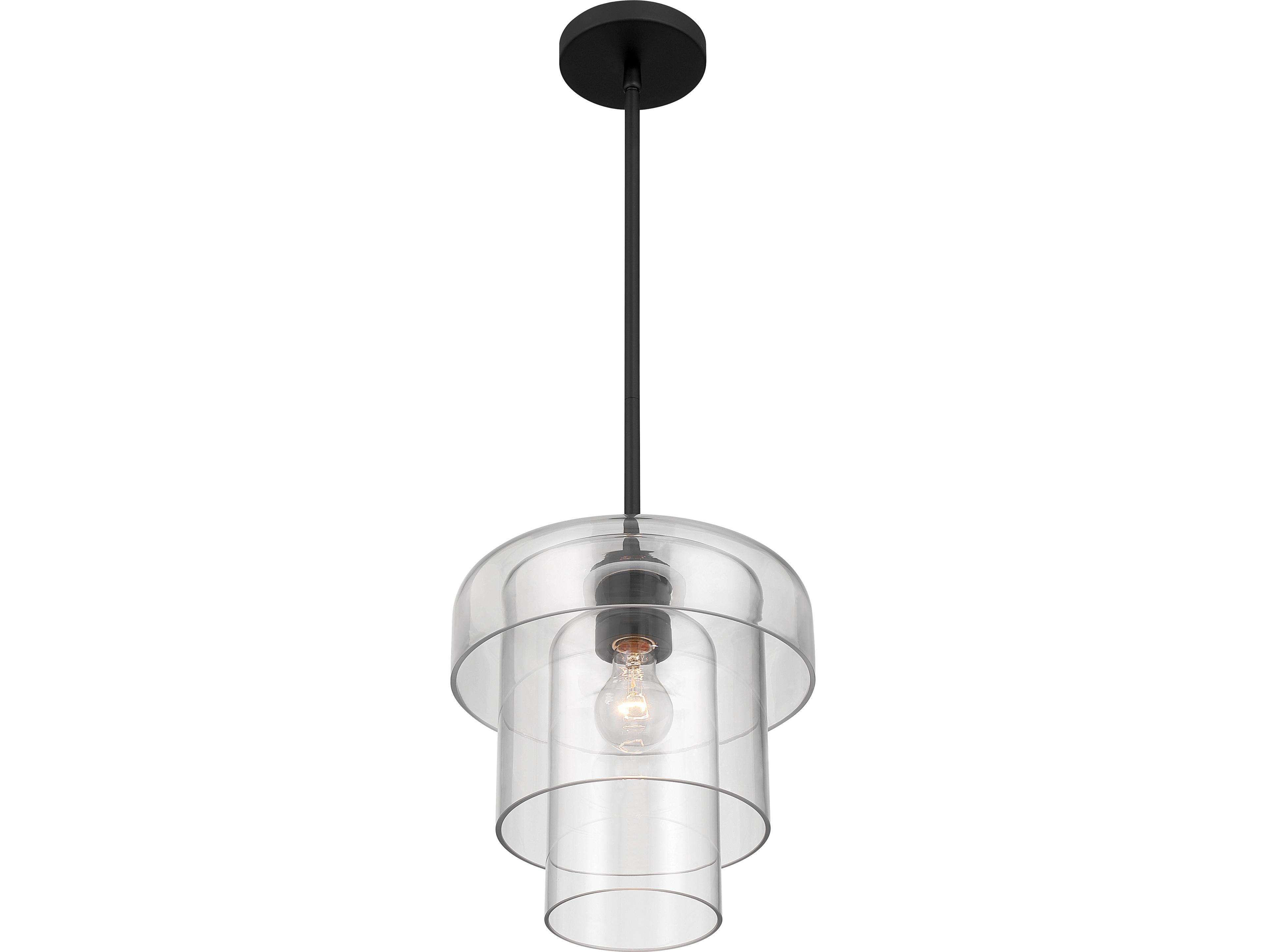 Minka Lavery Velique 1-Light Dark Matte Black Cylinder Tiered Mini Pendant