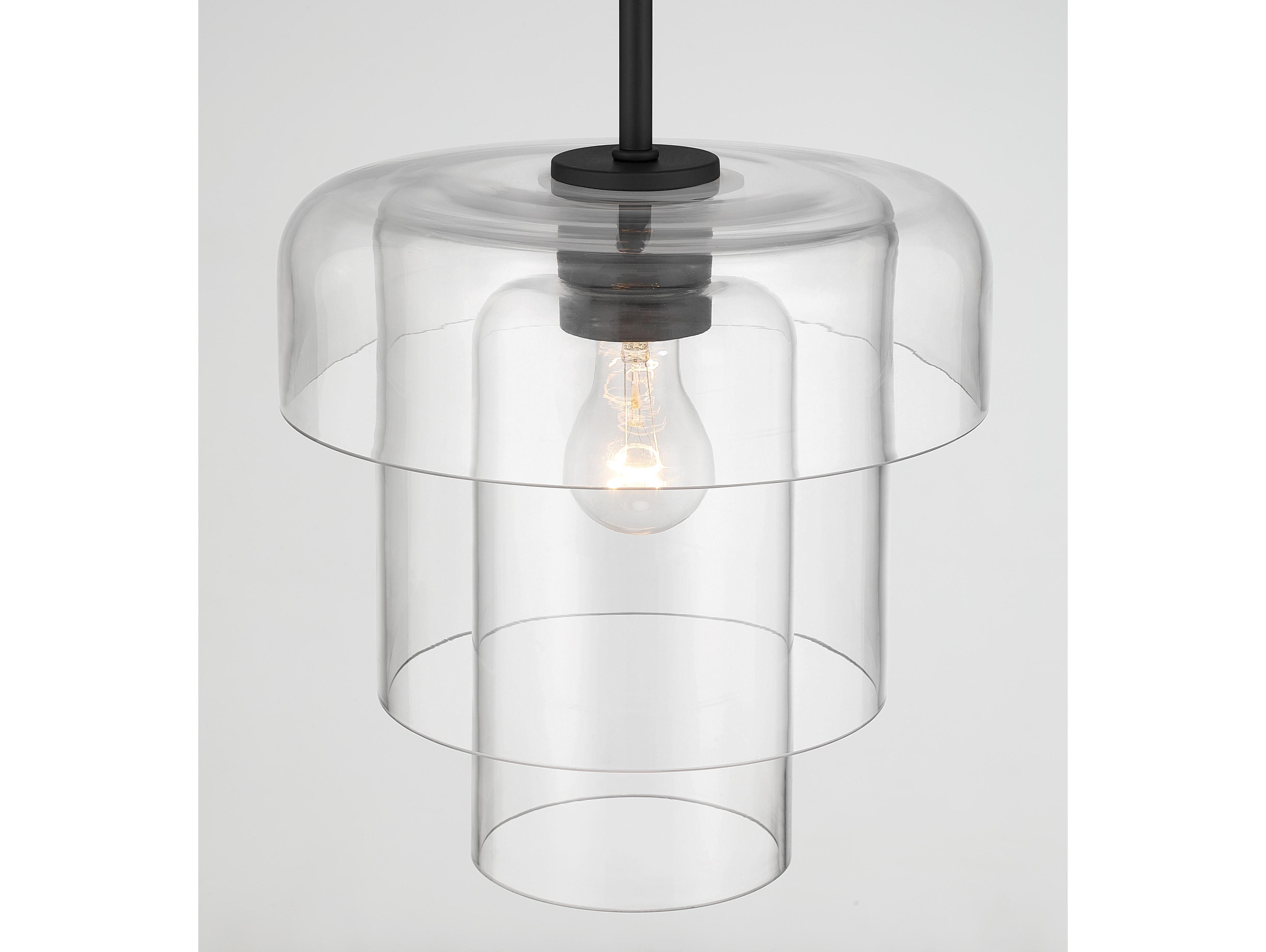 Minka Lavery Velique 1-Light Dark Matte Black Cylinder Tiered Mini Pendant