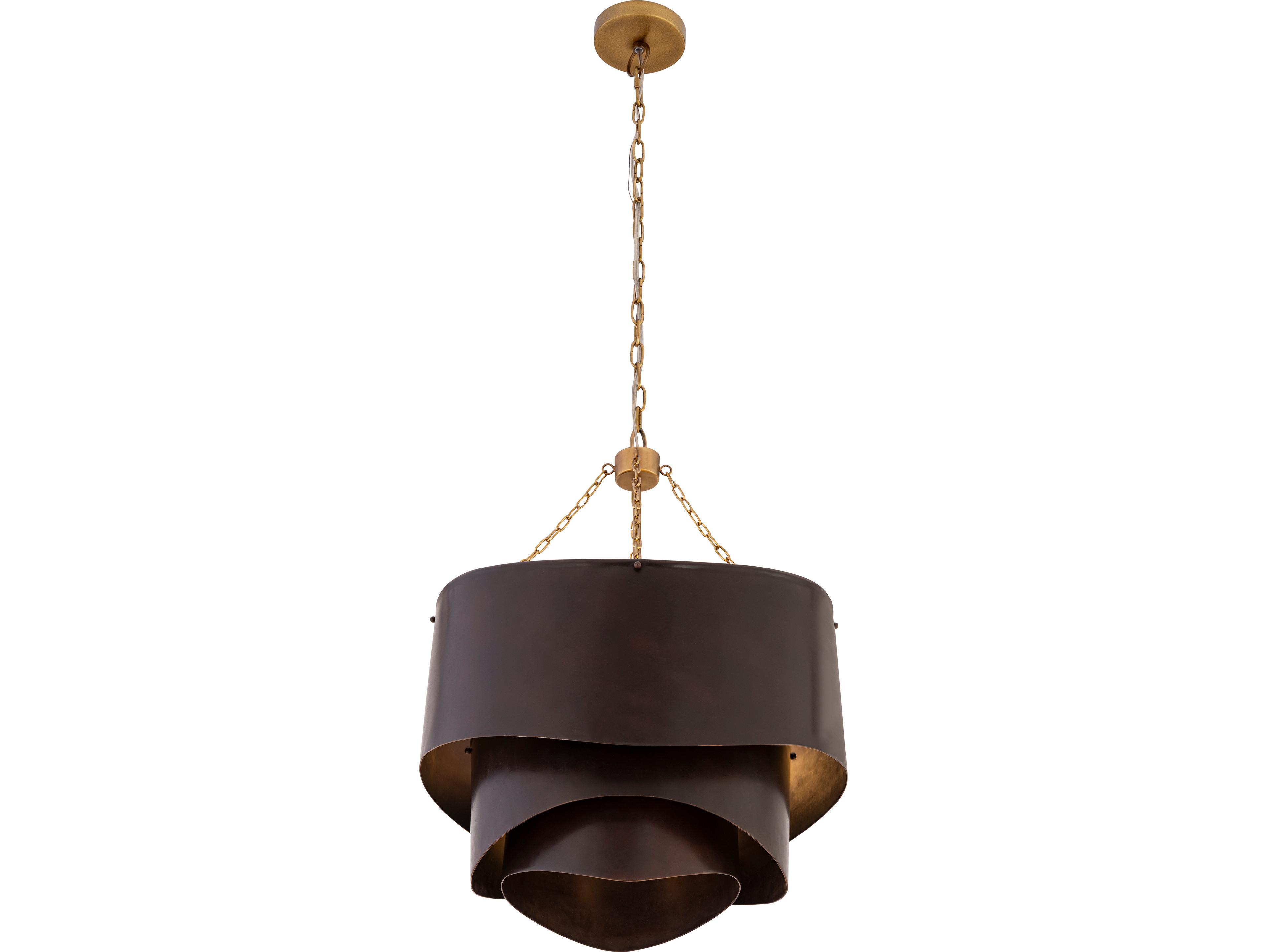 Minka Lavery Zyra 3-Light Legacy Brass Bronze Geometric Tiered Pendant