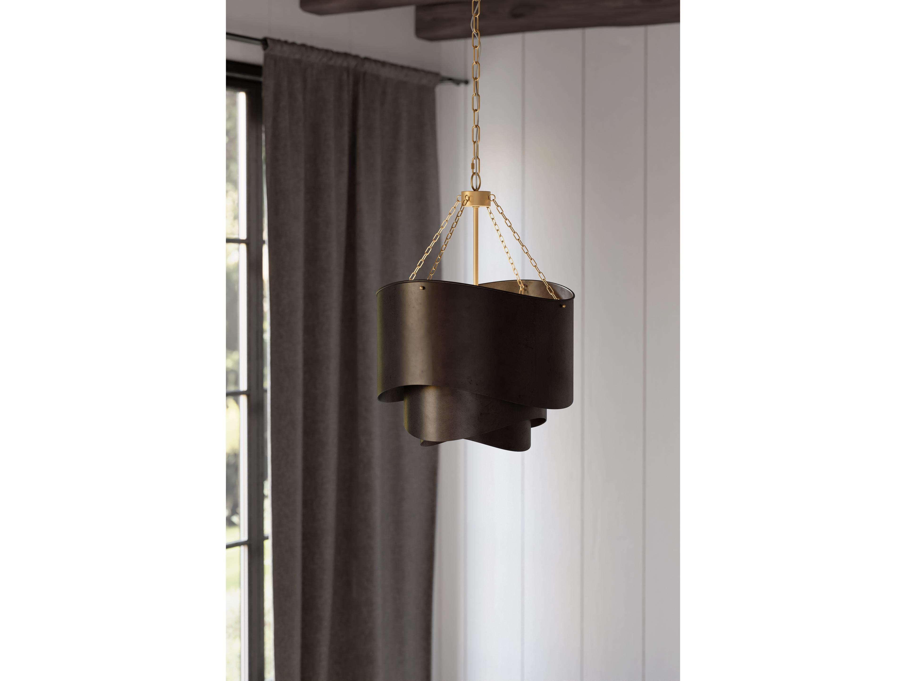 Minka Lavery Zyra 3-Light Legacy Brass Bronze Geometric Tiered Pendant