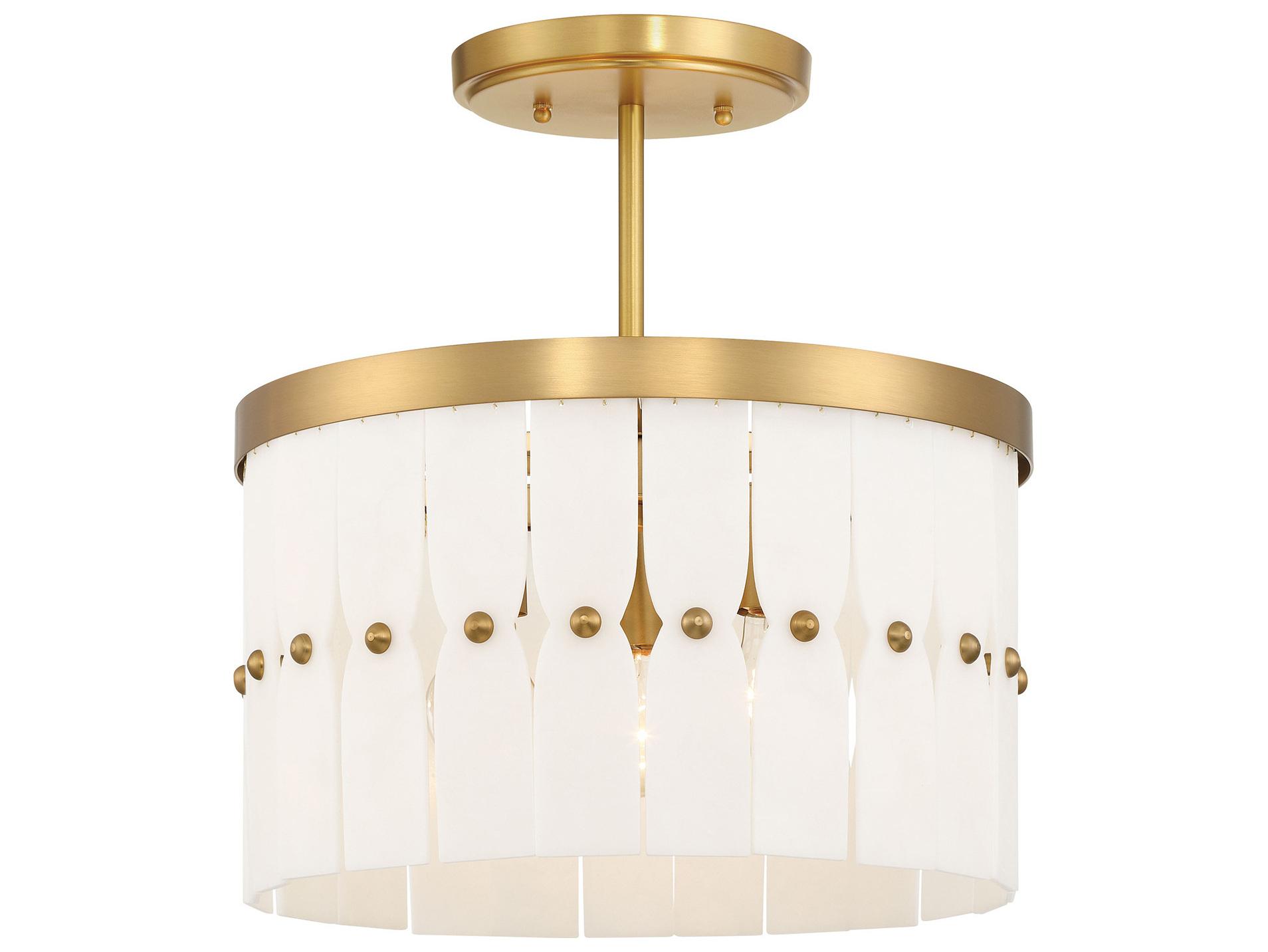 Minka Lavery Coronelle 3-Light Legacy Brass Drum Semi Flush Mount