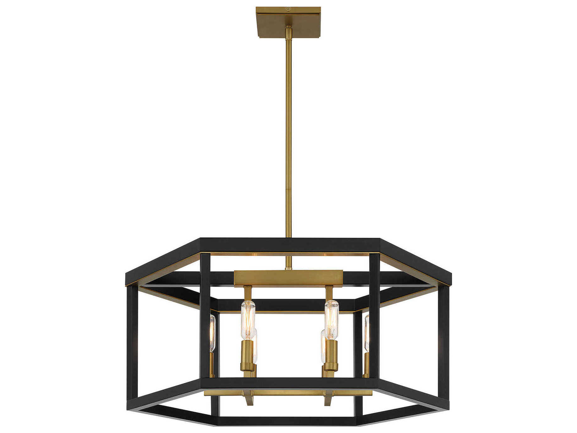 Minka Lavery Union Estates 6-Light Coal Soft Brass Black Candelabra Geometric Chandelier