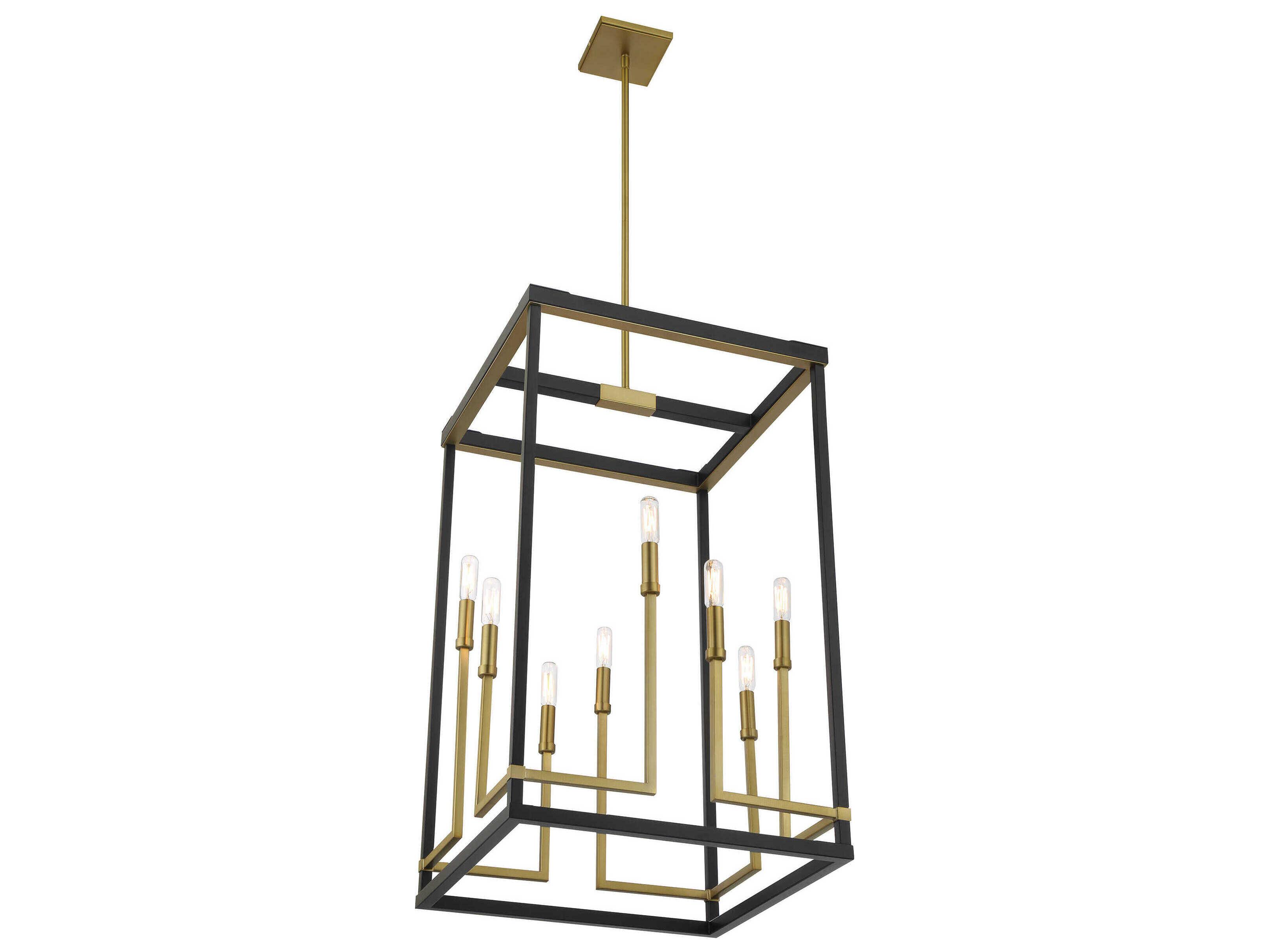 Minka Lavery Union Estates 8-Light Coal Soft Brass Black Pendant