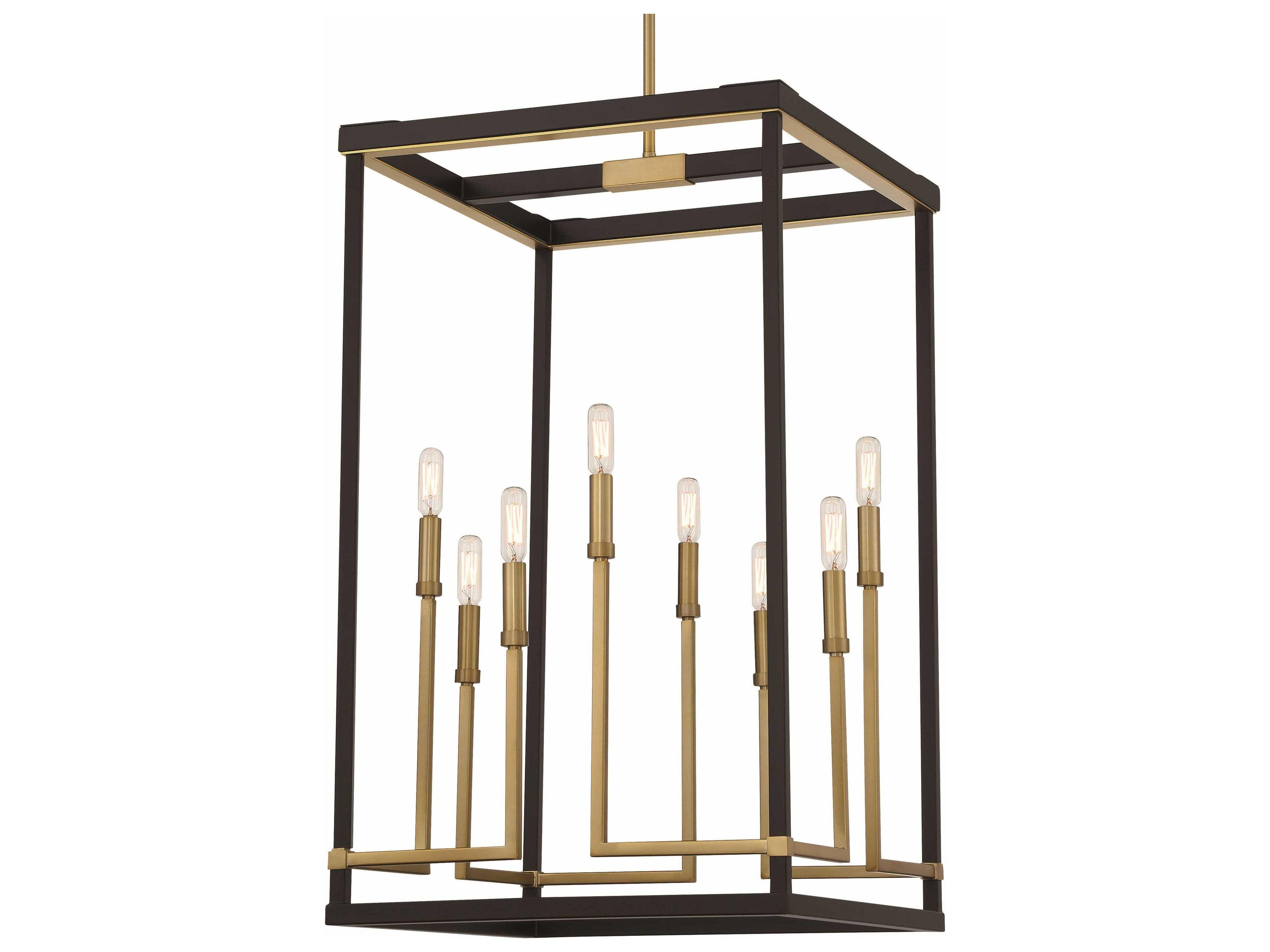 Minka Lavery Union Estates 8-Light Coal Soft Brass Black Pendant