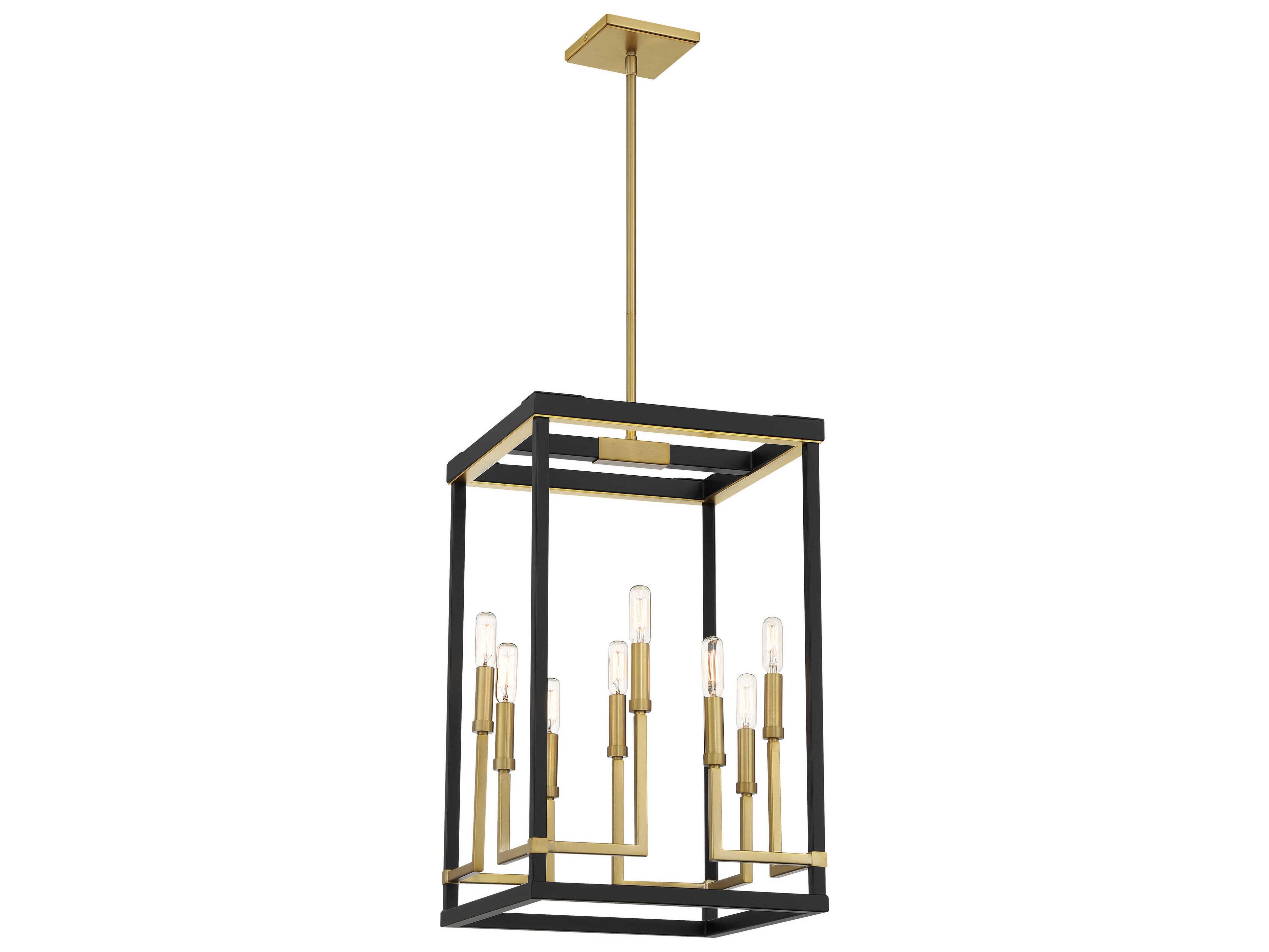 Minka Lavery Union Estates 8-Light Coal Soft Brass Black Pendant