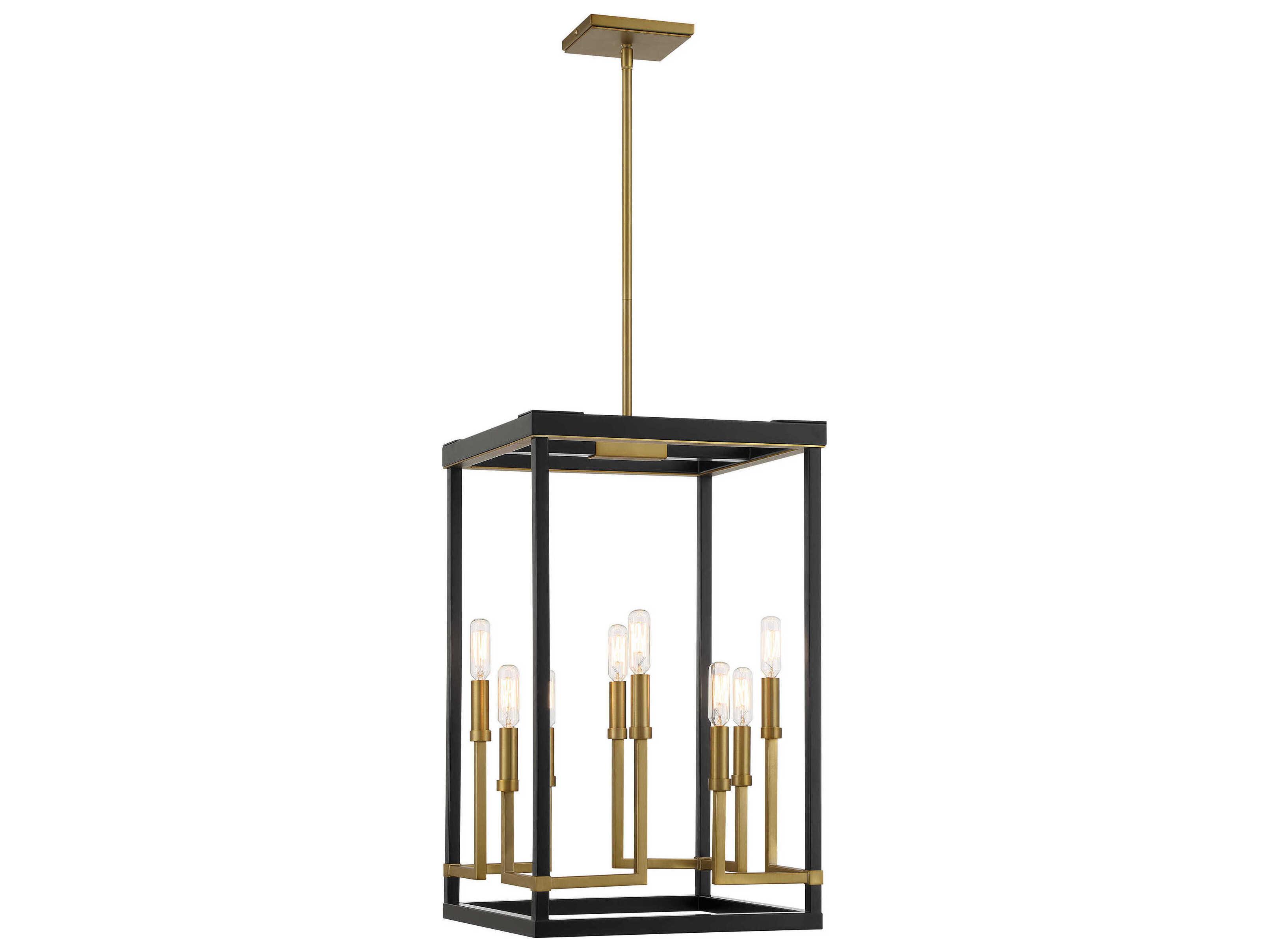 Minka Lavery Union Estates 8-Light Coal Soft Brass Black Pendant