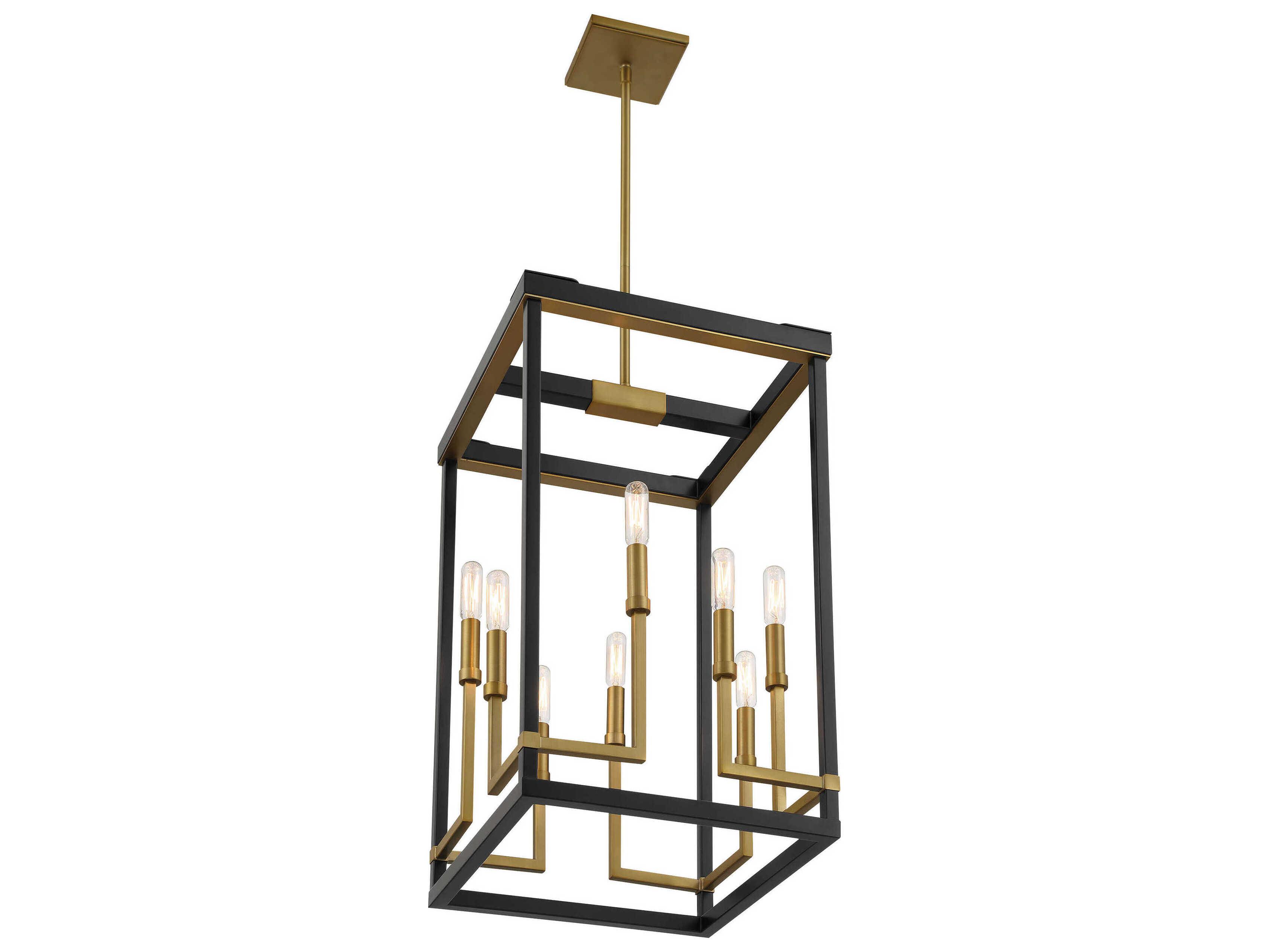 Minka Lavery Union Estates 8-Light Coal Soft Brass Black Pendant