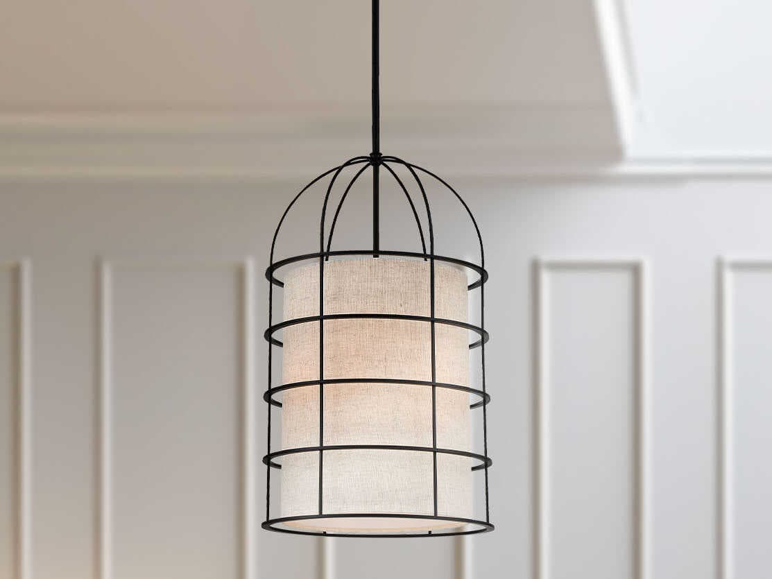 Minka Lavery Gateway Park 4-Light Coal Black Drum Pendant