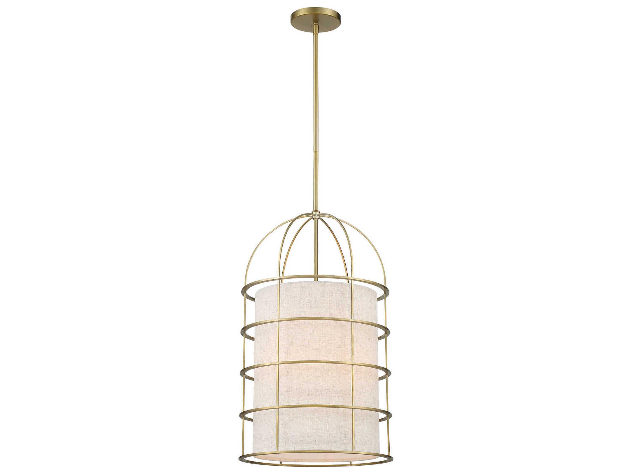 Minka Lavery Gateway Park 4-Light Soft Brass Drum Pendant