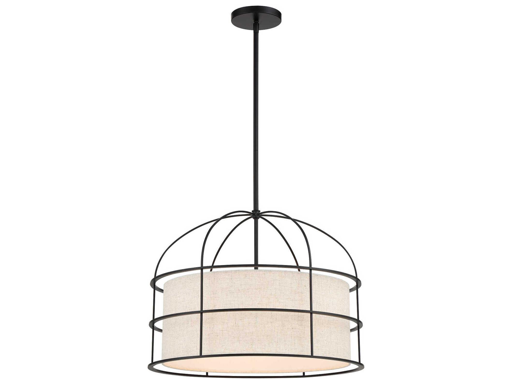 Minka Lavery Gateway Park 5-Light Coal Black Drum Pendant