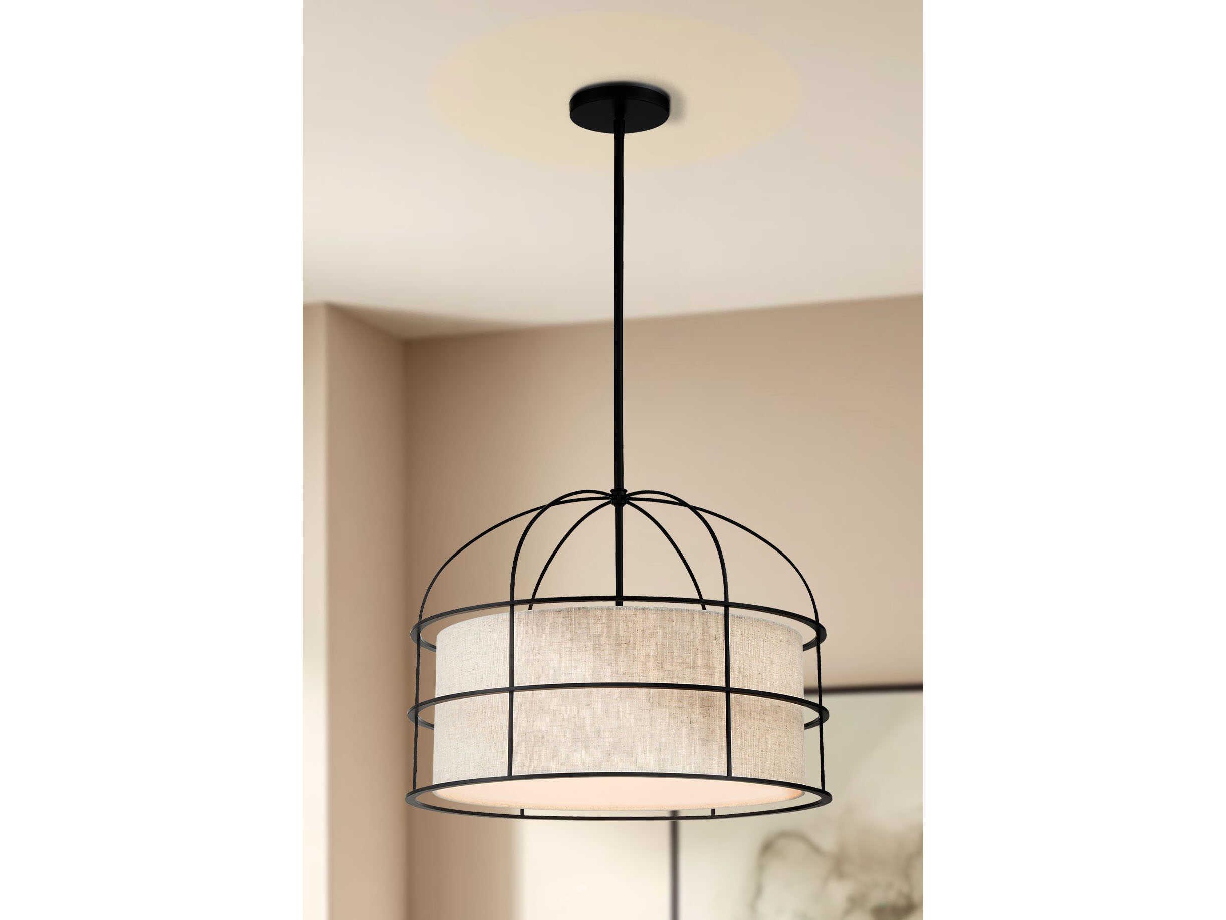Minka Lavery Gateway Park 5-Light Coal Black Drum Pendant