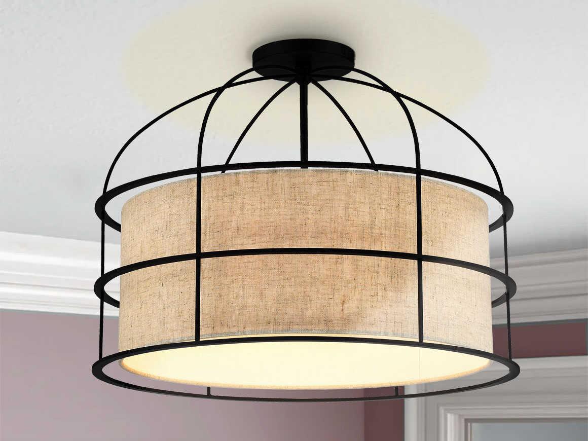 Minka Lavery Gateway Park 5-Light Coal Black Drum Pendant