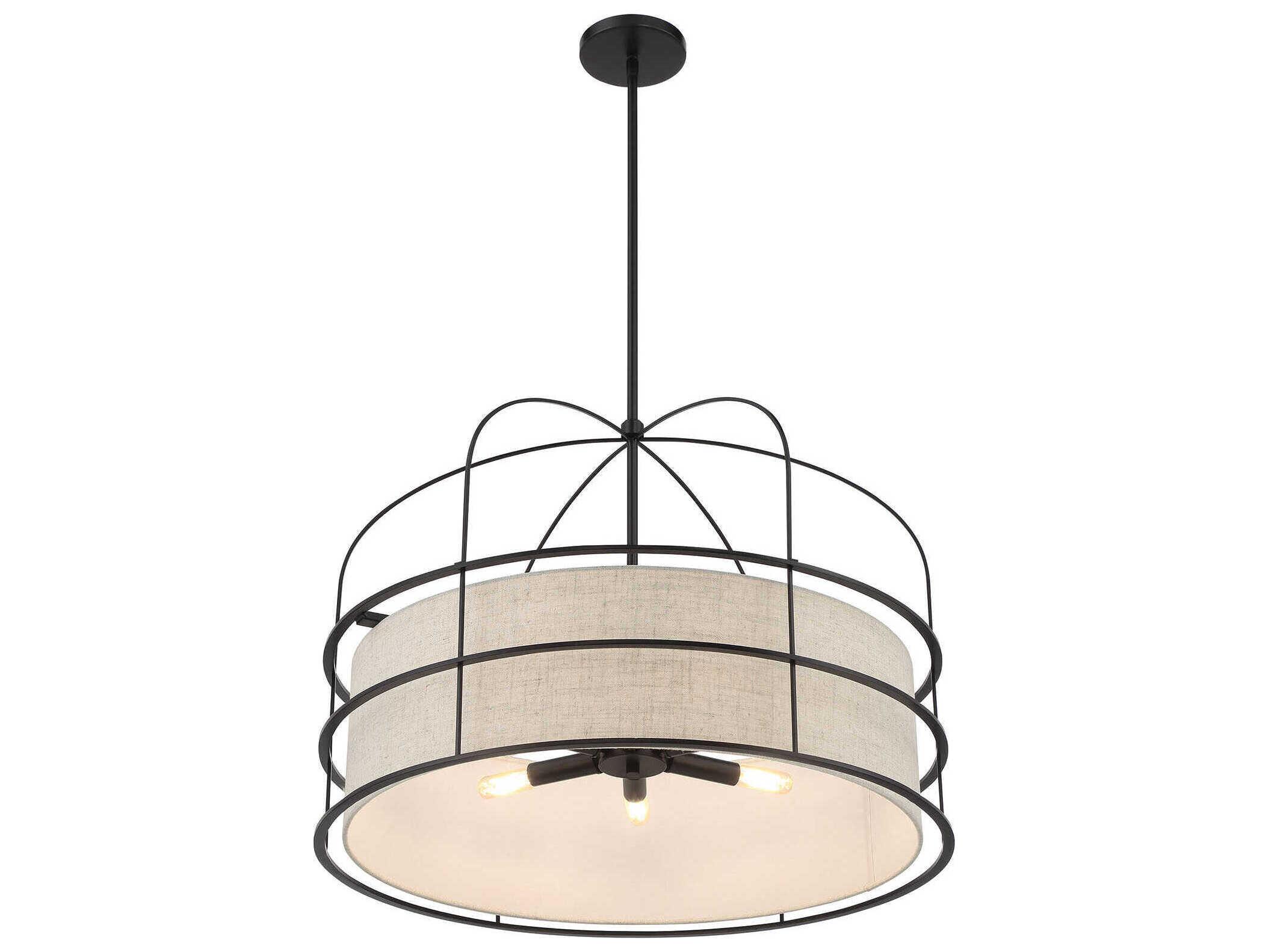 Minka Lavery Gateway Park 6-Light Coal Black Drum Pendant