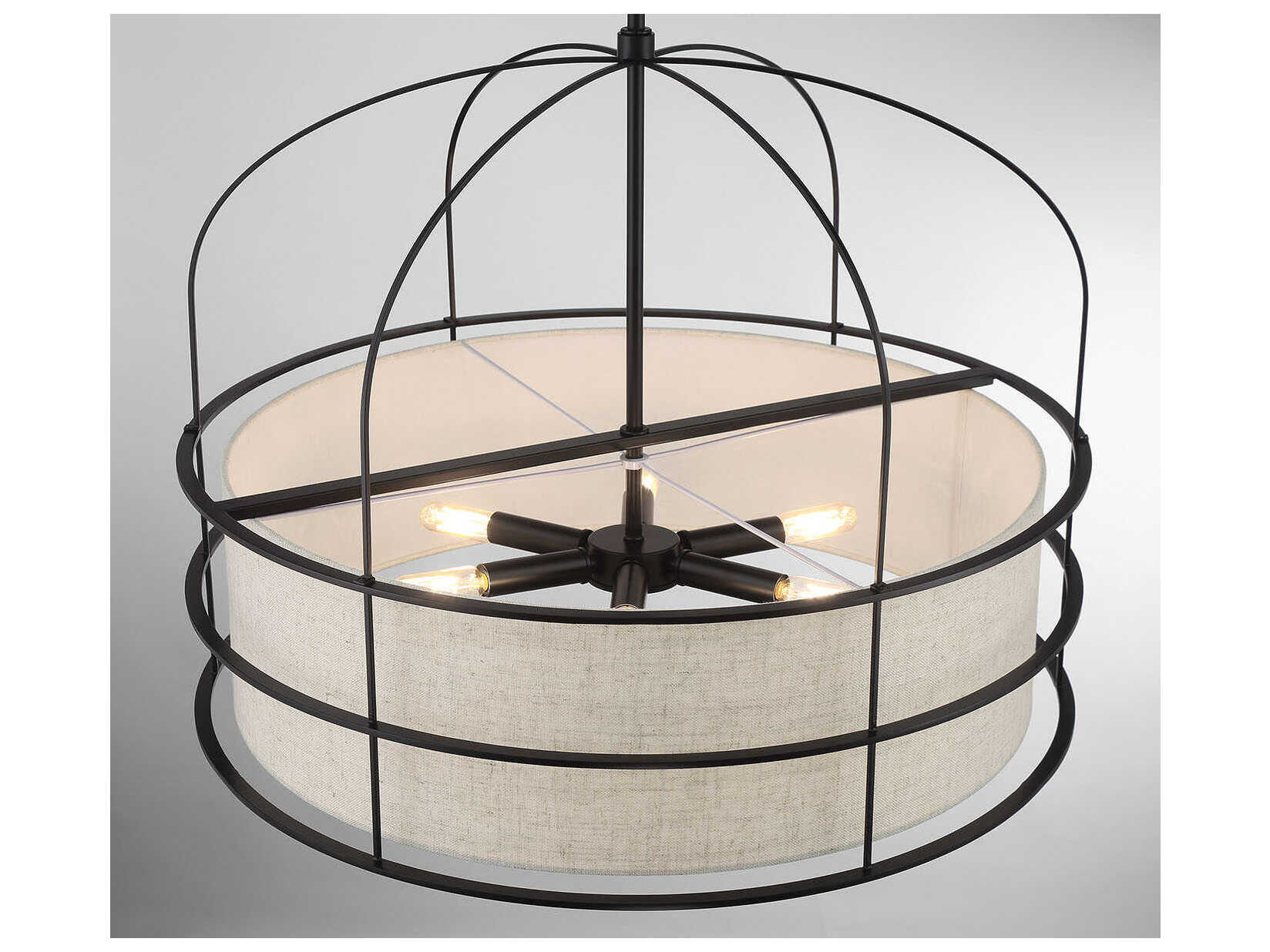 Minka Lavery Gateway Park 6-Light Coal Black Drum Pendant