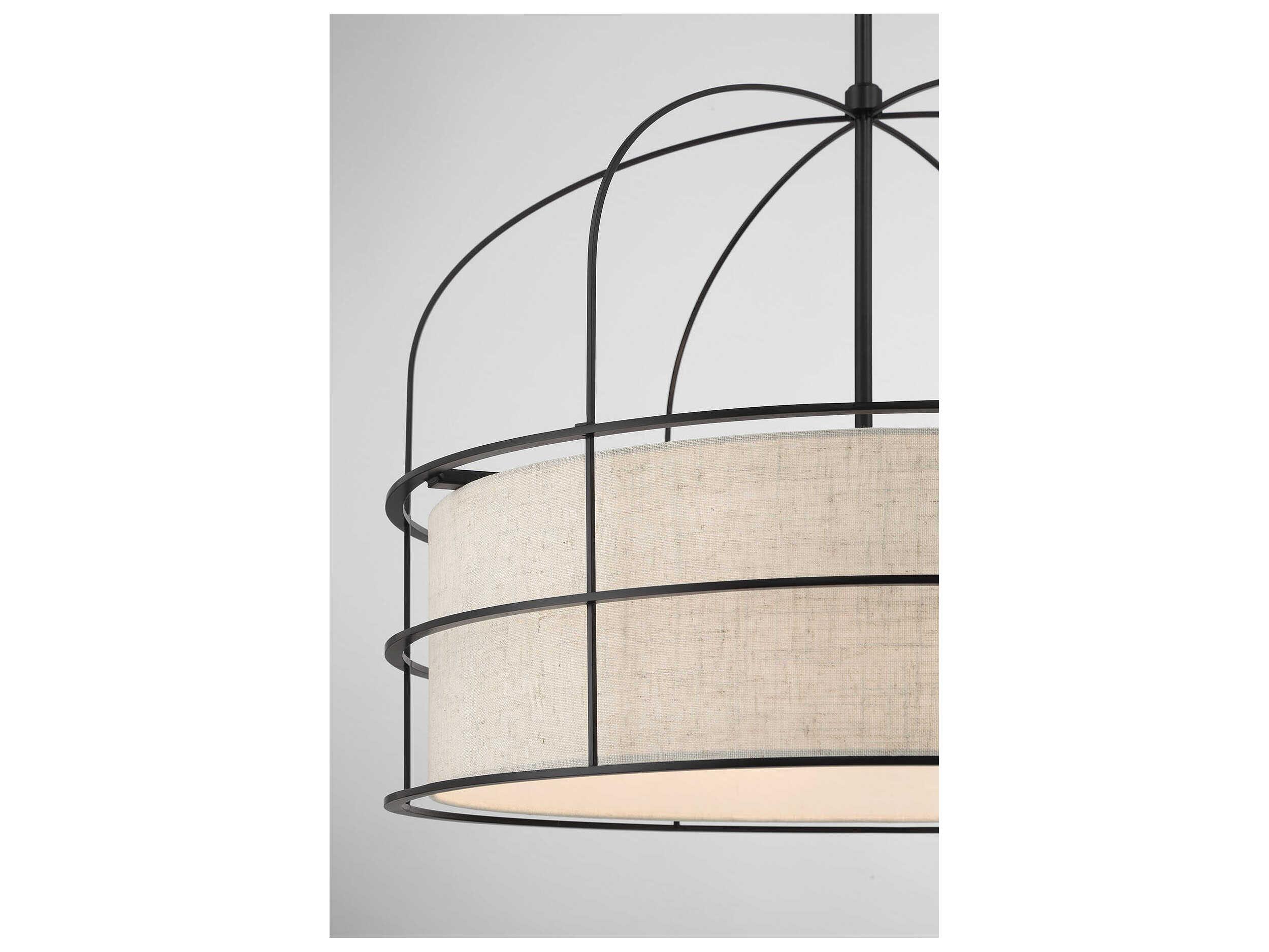 Minka Lavery Gateway Park 6-Light Coal Black Drum Pendant