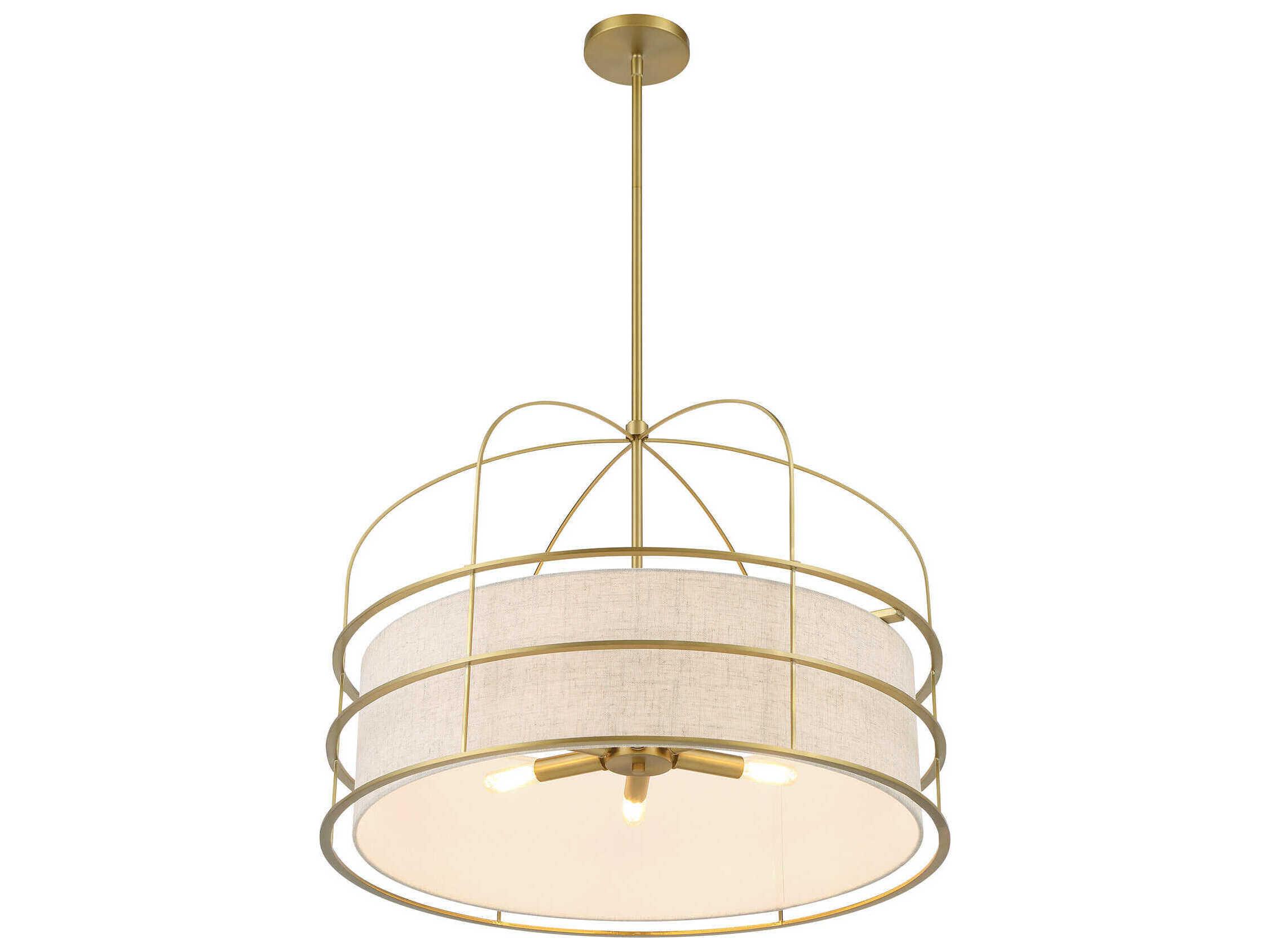 Minka Lavery Gateway Park 6-Light Soft Brass Drum Pendant