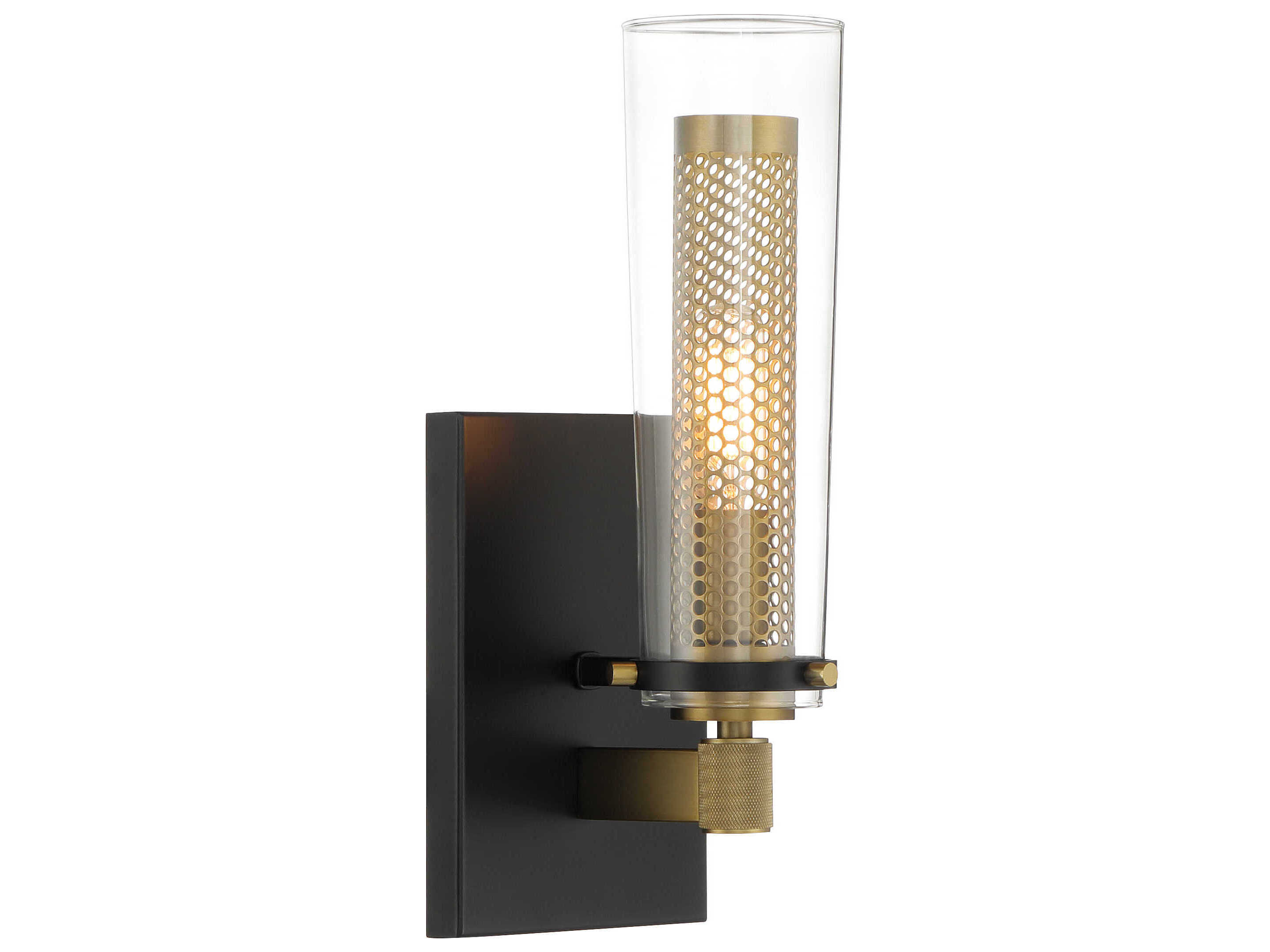 Minka Lavery Emmerham 1-Light Coal Soft Brass Black Wall Sconce