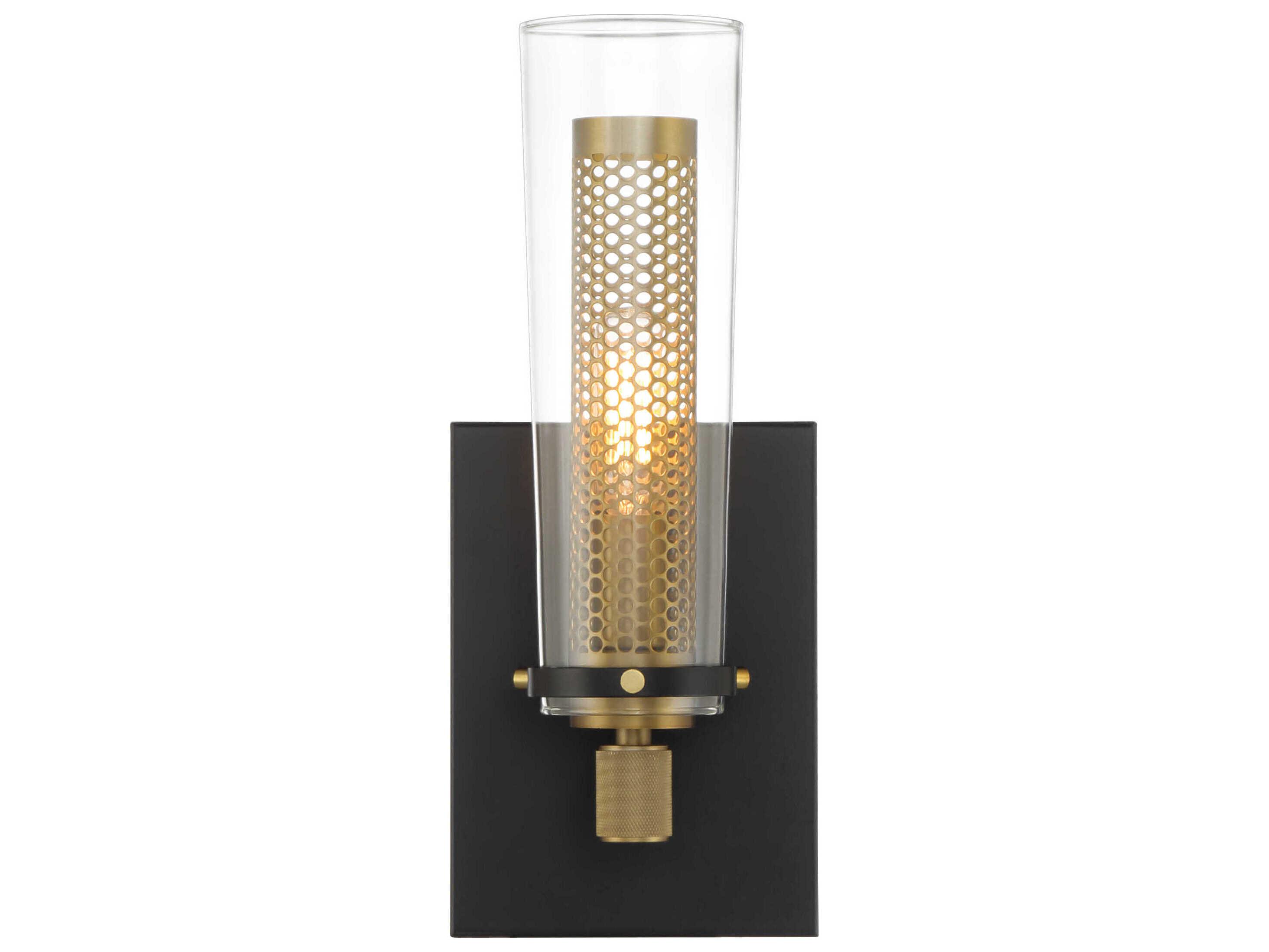 Minka Lavery Emmerham 1-Light Coal Soft Brass Black Wall Sconce
