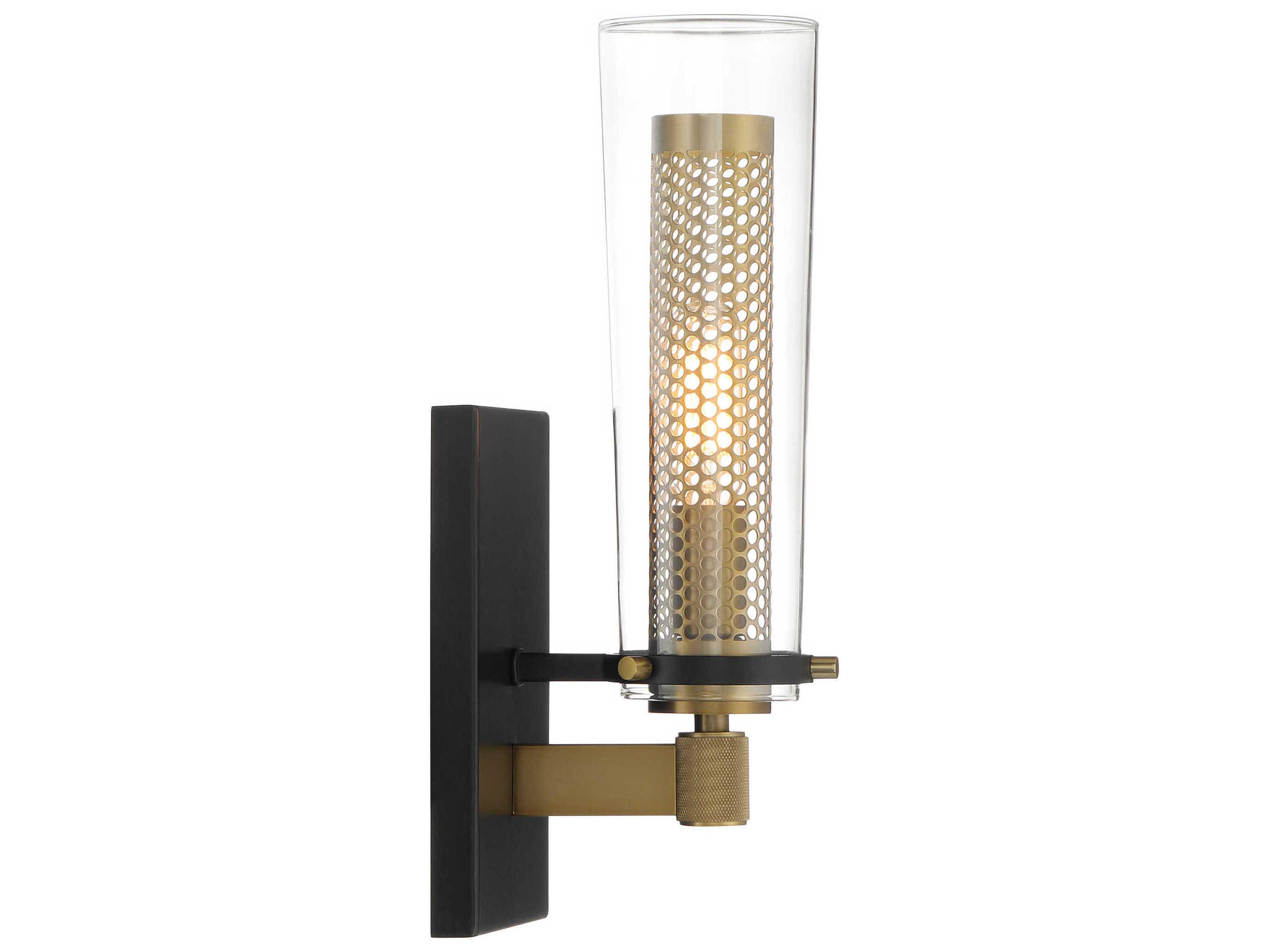 Minka Lavery Emmerham 1-Light Coal Soft Brass Black Wall Sconce
