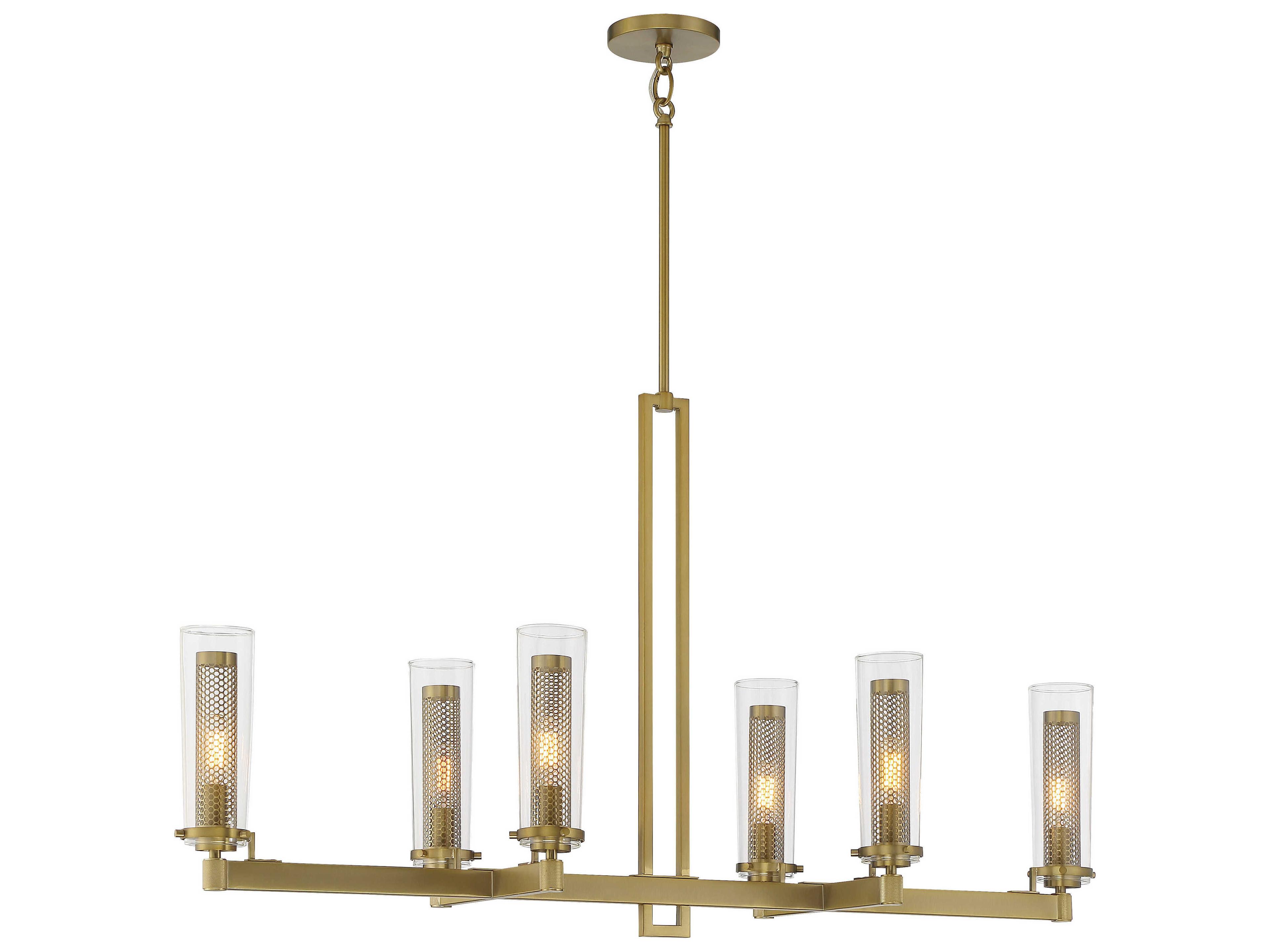Minka Lavery Emmerham 6-Light Soft Brass Glass Cylinder Island Pendant