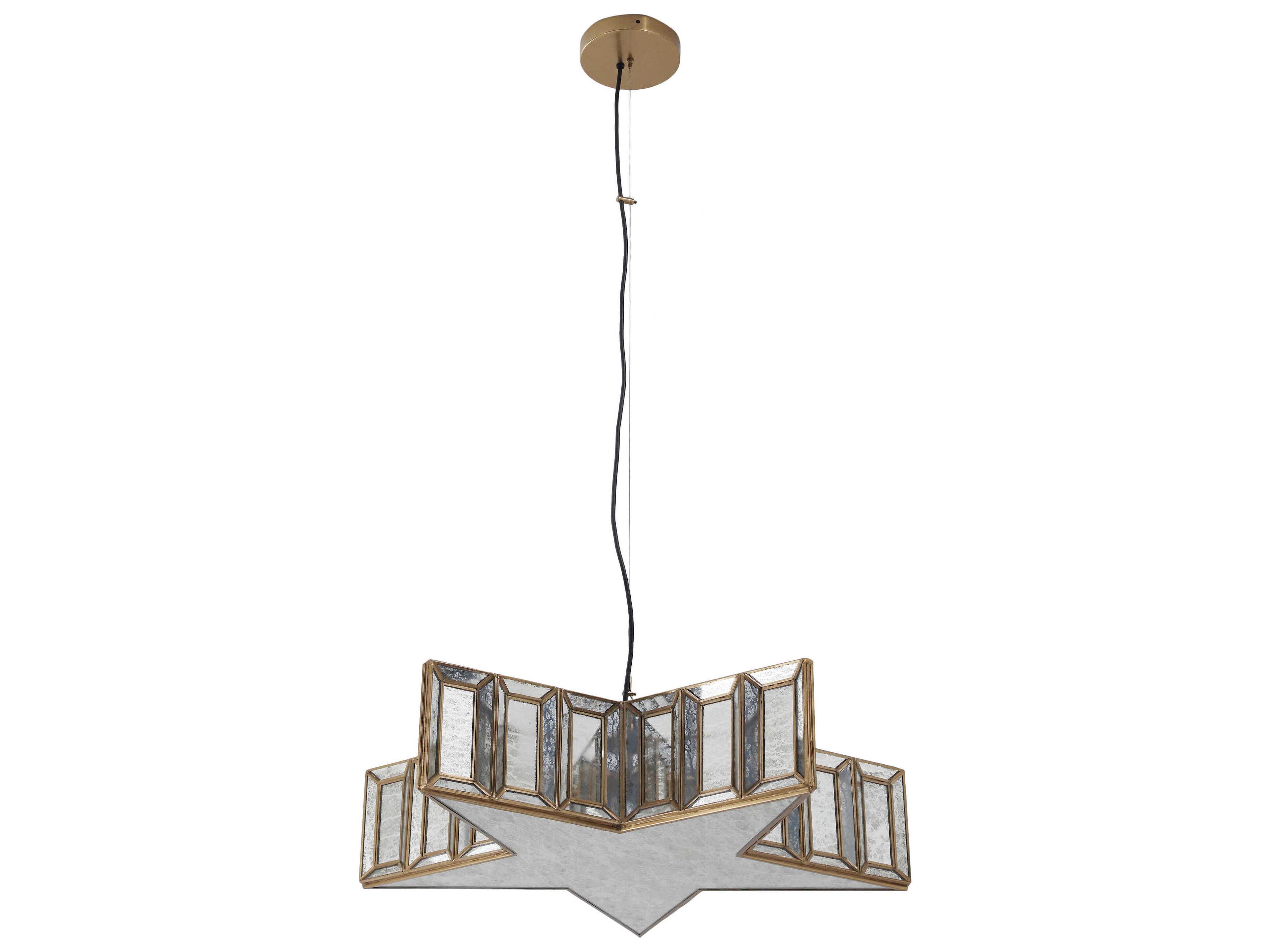 Minka Lavery Luce Stellare 5-Light Brass Antique Geometric Pendant