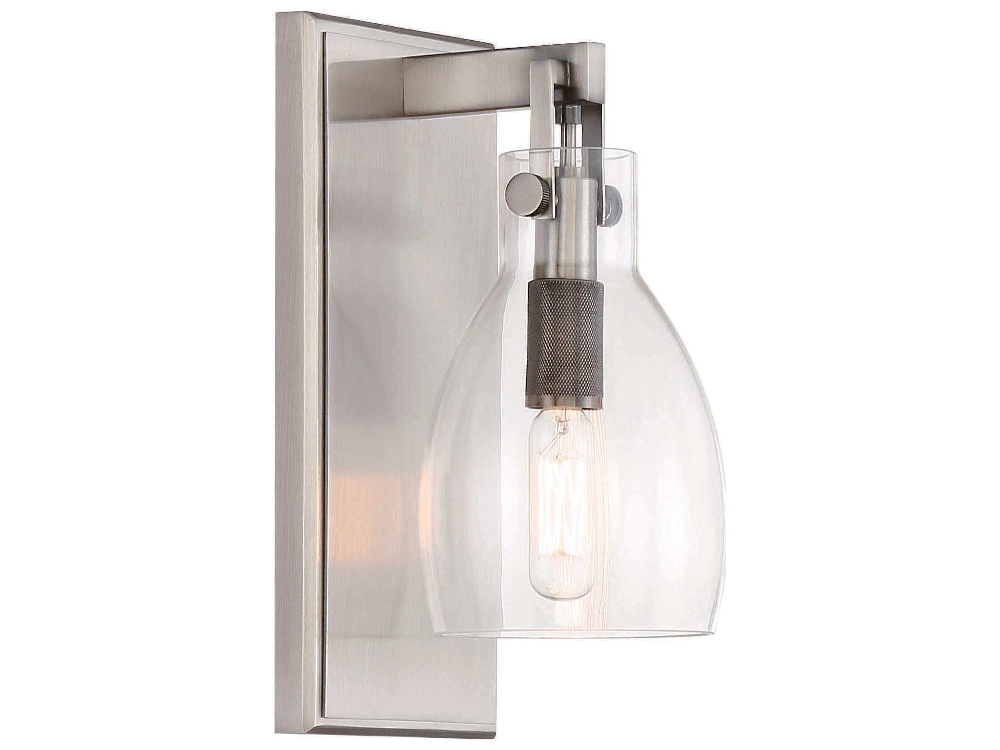 Minka Lavery Tiberia 1-Light Plated Pewter Glass Wall Sconce