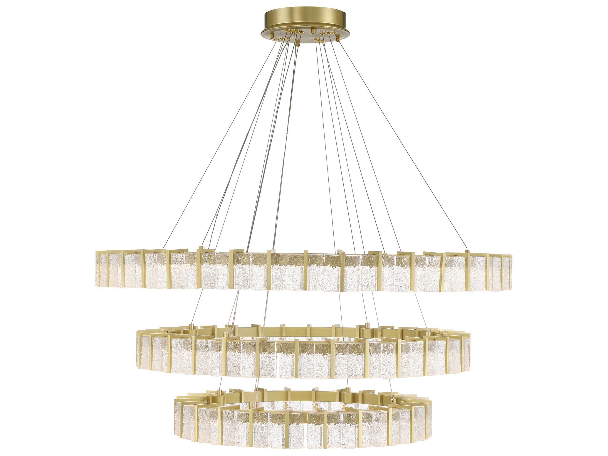 Minka Lavery Sevryn 3-Light Soft Brass Round Tiered Chandelier