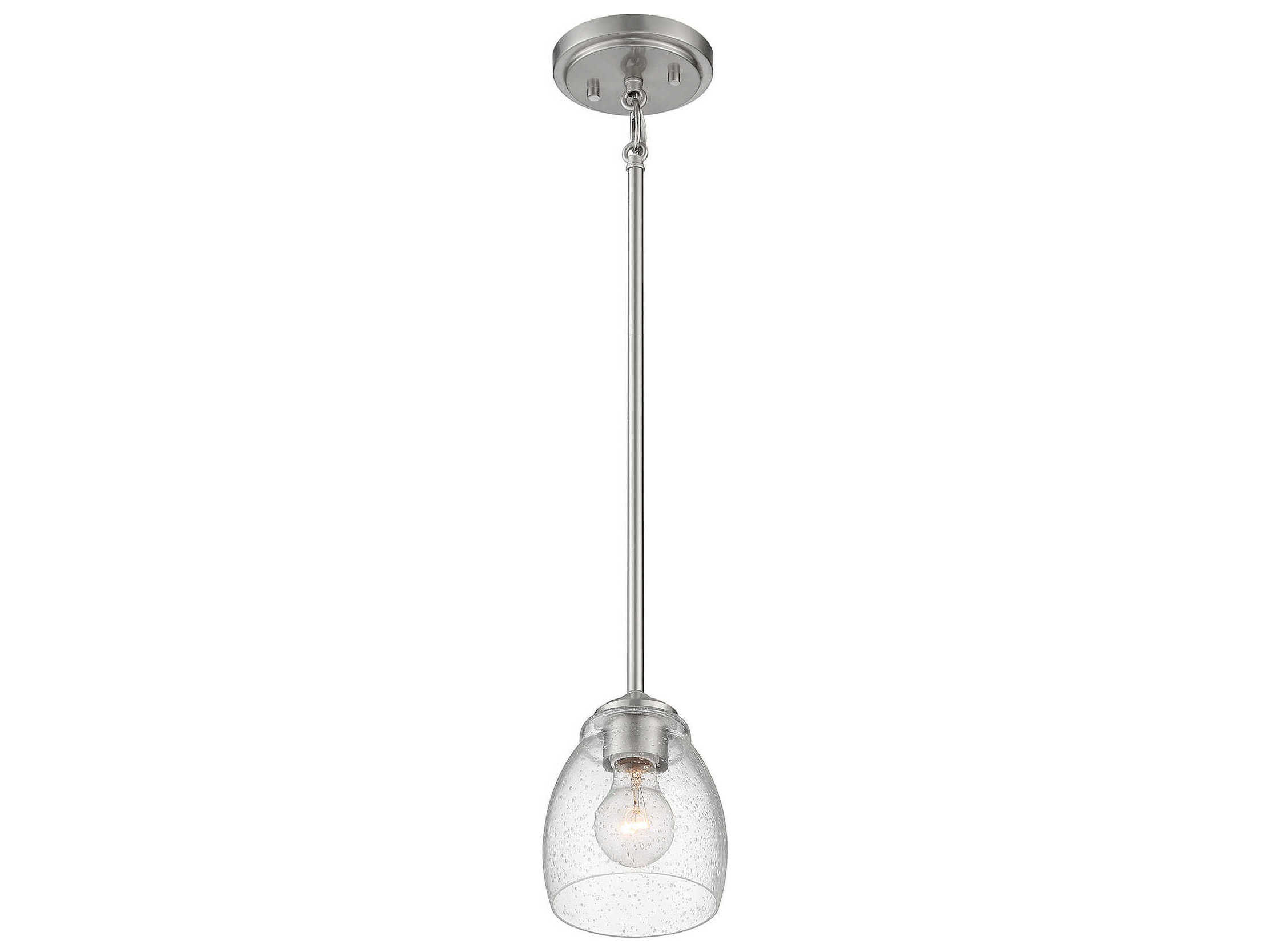 Minka Lavery Winsley 1-Light Brushed Nickel Glass Bell Mini Pendant