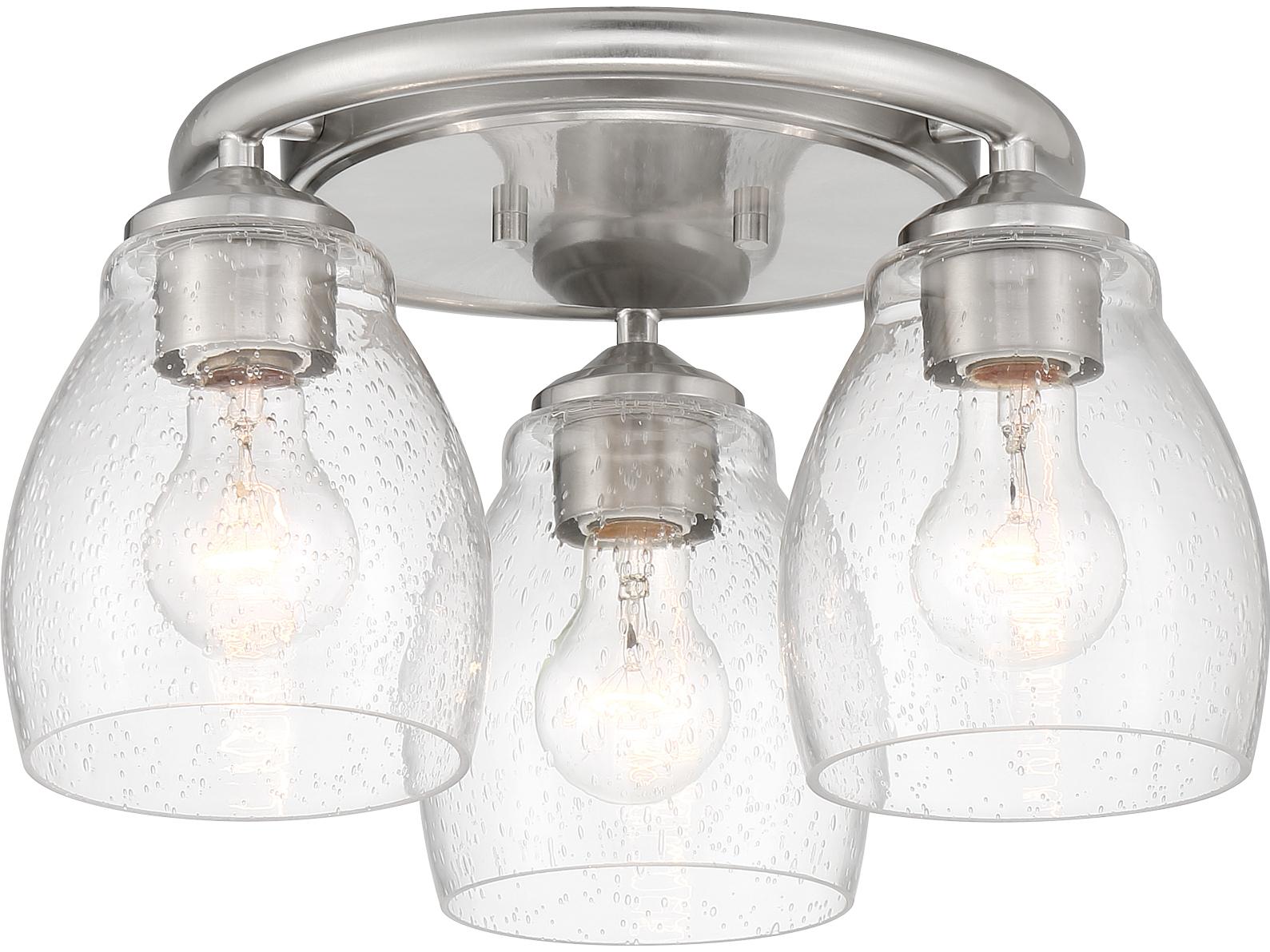Minka Lavery Winsley 3-Light Brushed Nickel Glass Bell Semi Flush Mount