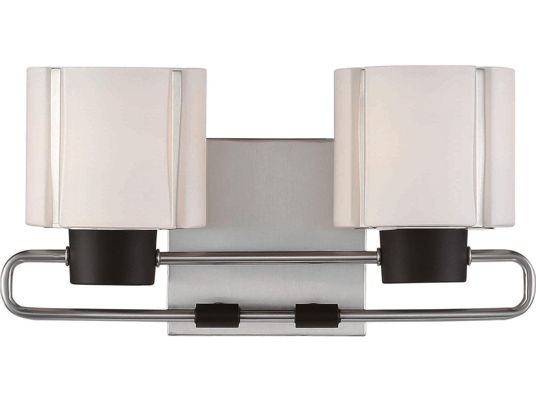 Minka Lavery Waverly Plaza 2-Light Coal Brushed Nickel Black Glass Vanity Light