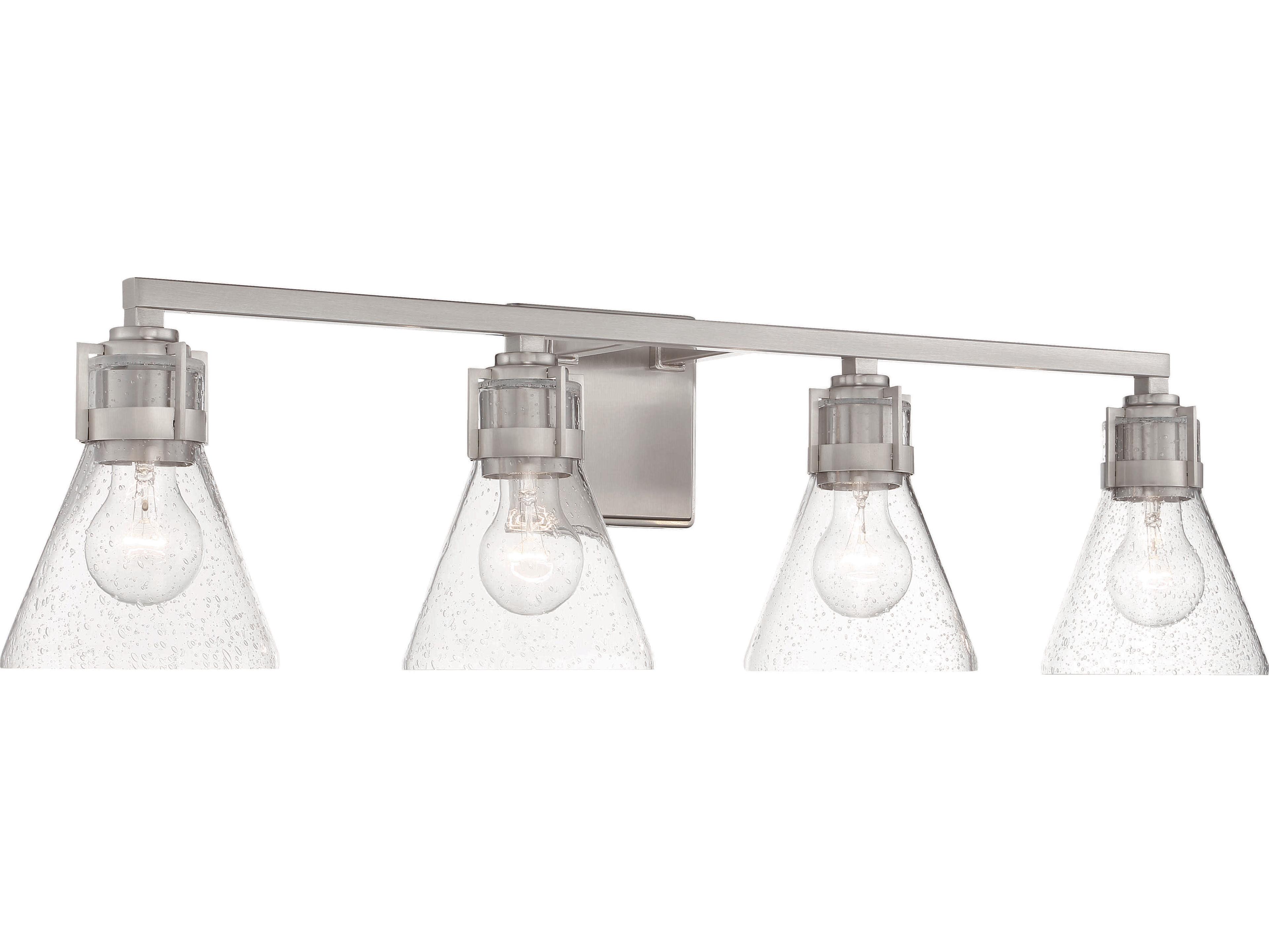 Minka Lavery Chatham Square 4-Light Brushed Nickel Glass Vanity Light