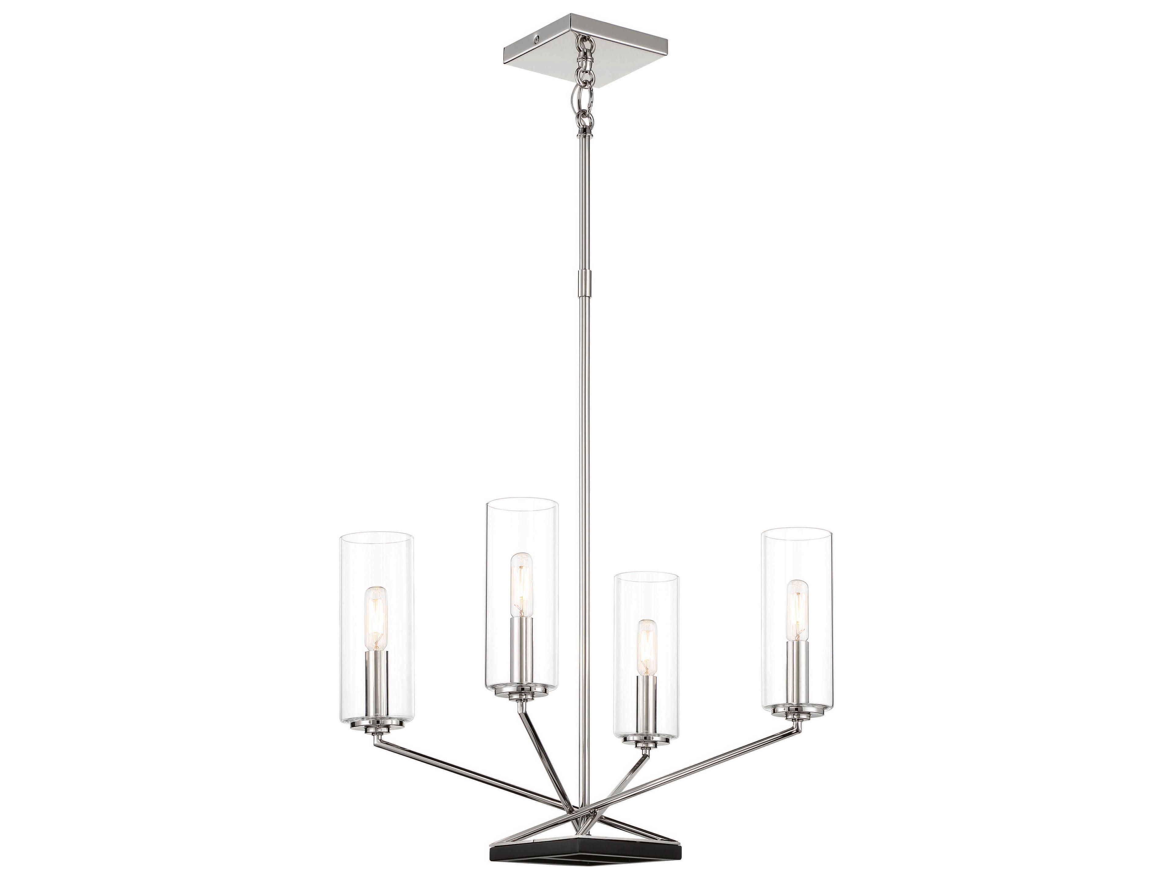 Minka Lavery Highland Crossing 4-Light Coal Polished Nickel Black Glass Cylinder Chandelier