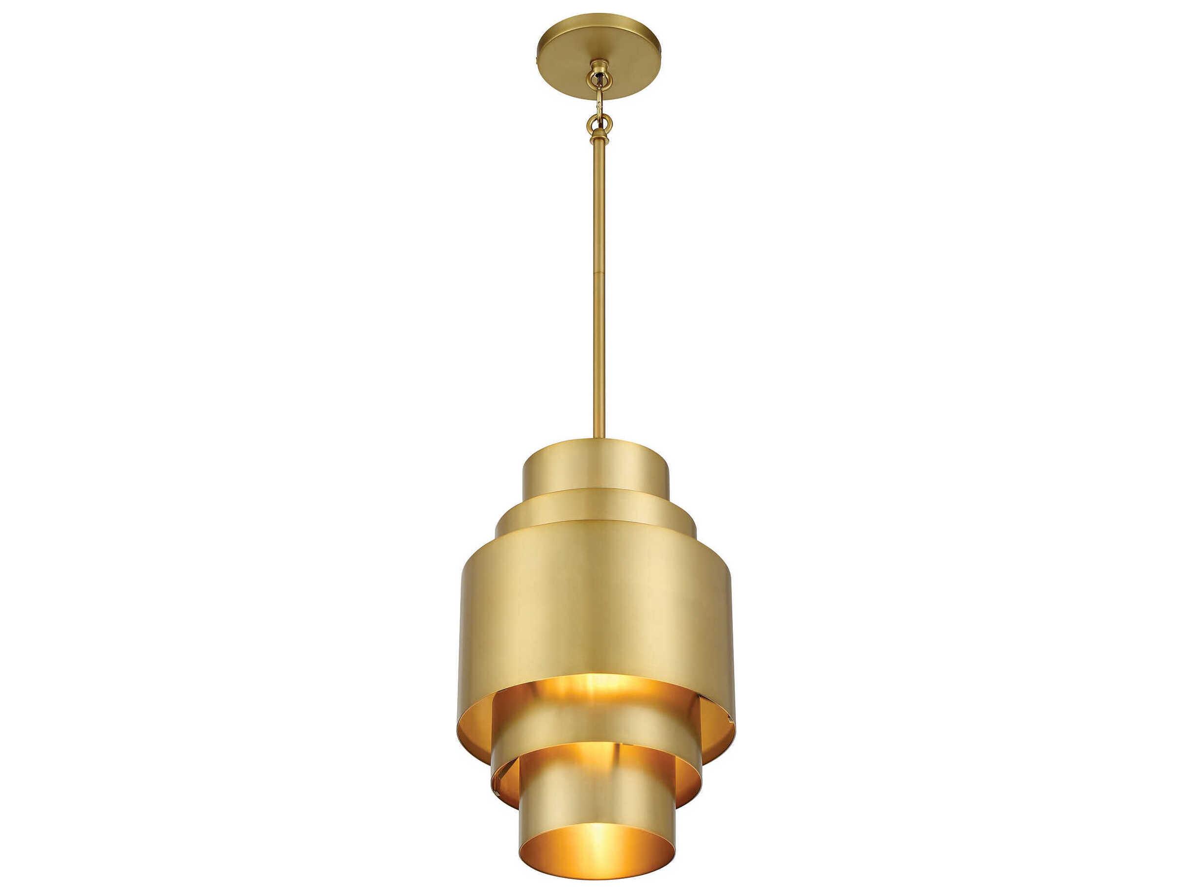 Minka Lavery Spyglass Terrace 1-Light Soft Brass Tiered Mini Pendant