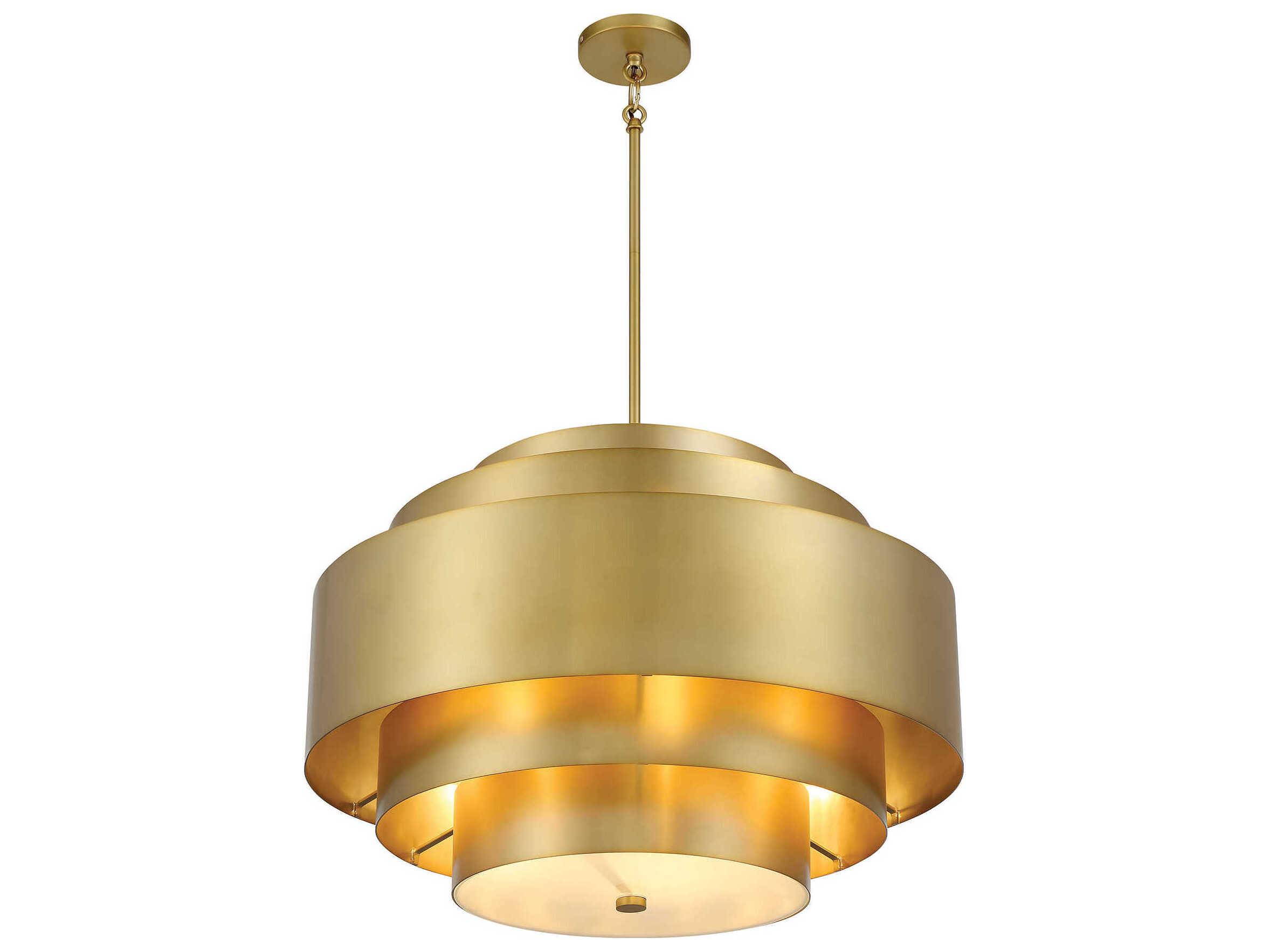 Minka Lavery Spyglass Terrace 5-Light Soft Brass Glass Tiered Pendant