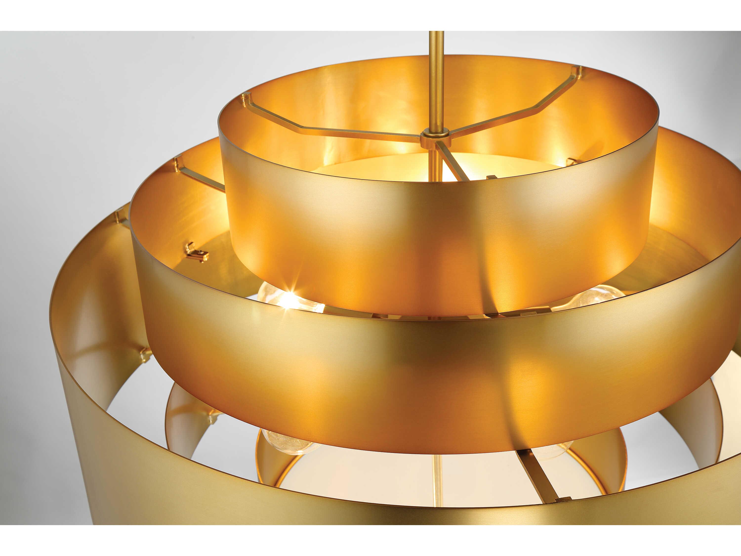 Minka Lavery Spyglass Terrace 5-Light Soft Brass Glass Tiered Pendant