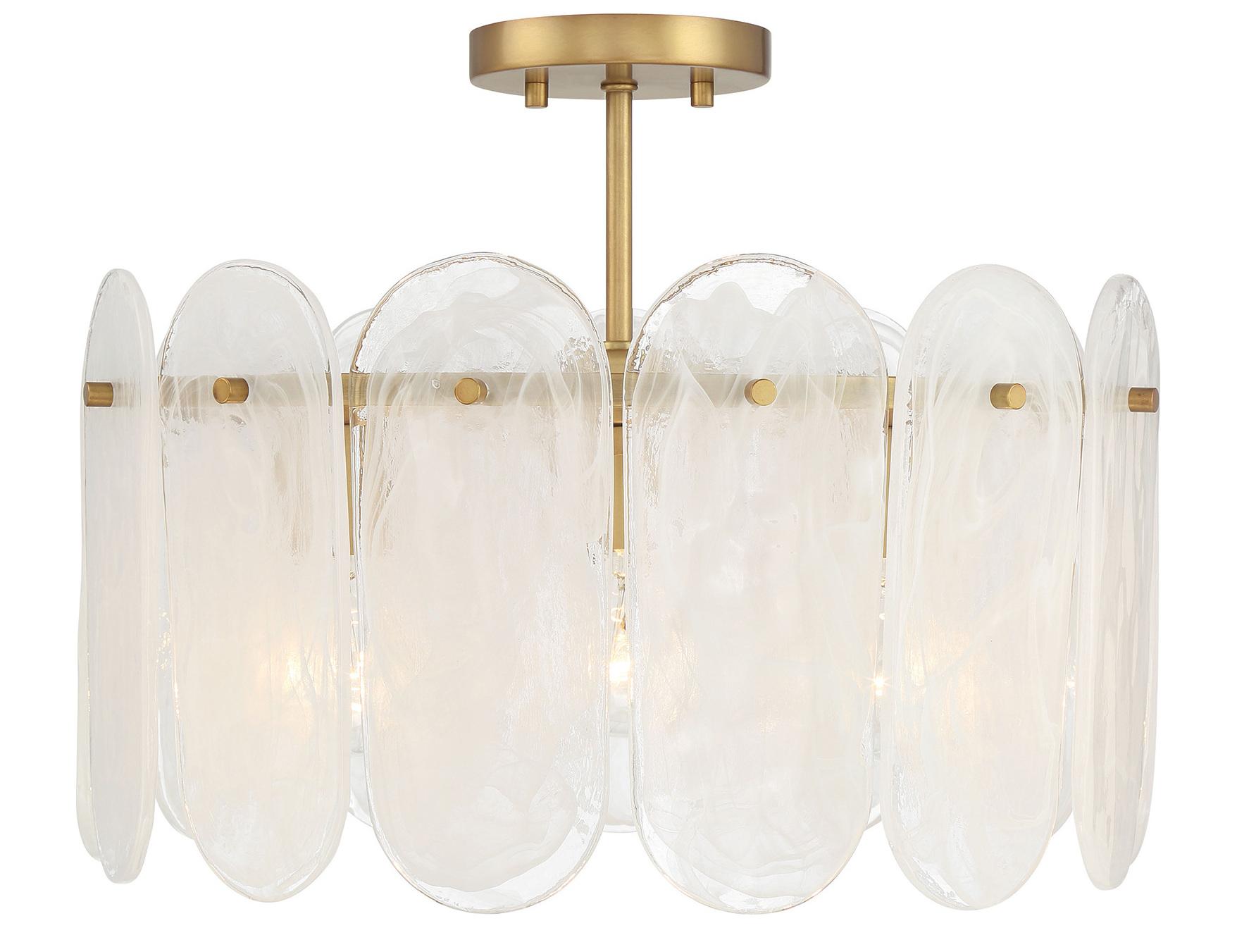Minka Lavery Oldmill 3-Light Legacy Brass Drum Semi Flush Mount
