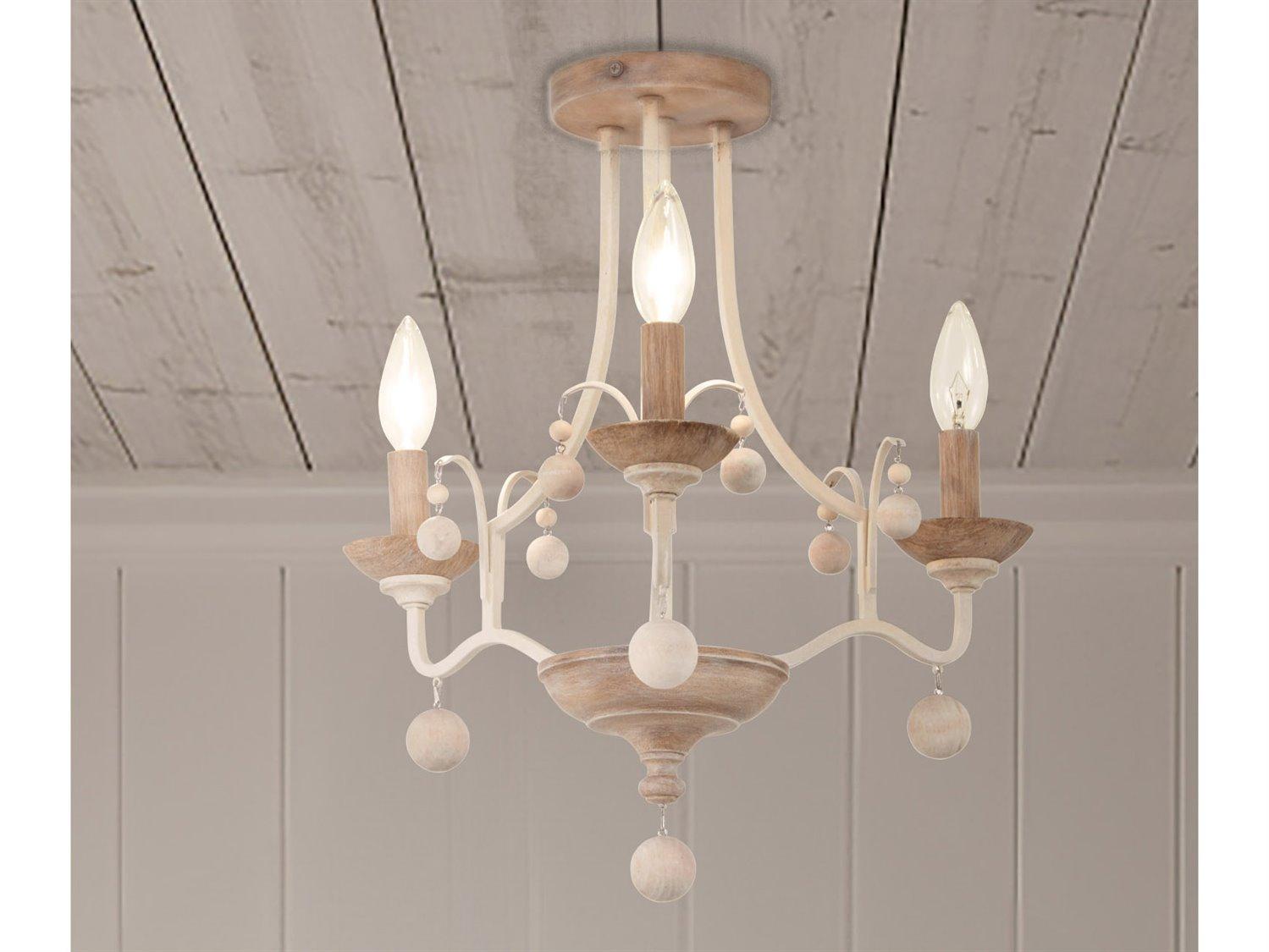 Minka Lavery Colonial Charm 3-Light White Wash Sun Dried Clay Brown Semi Flush Mount