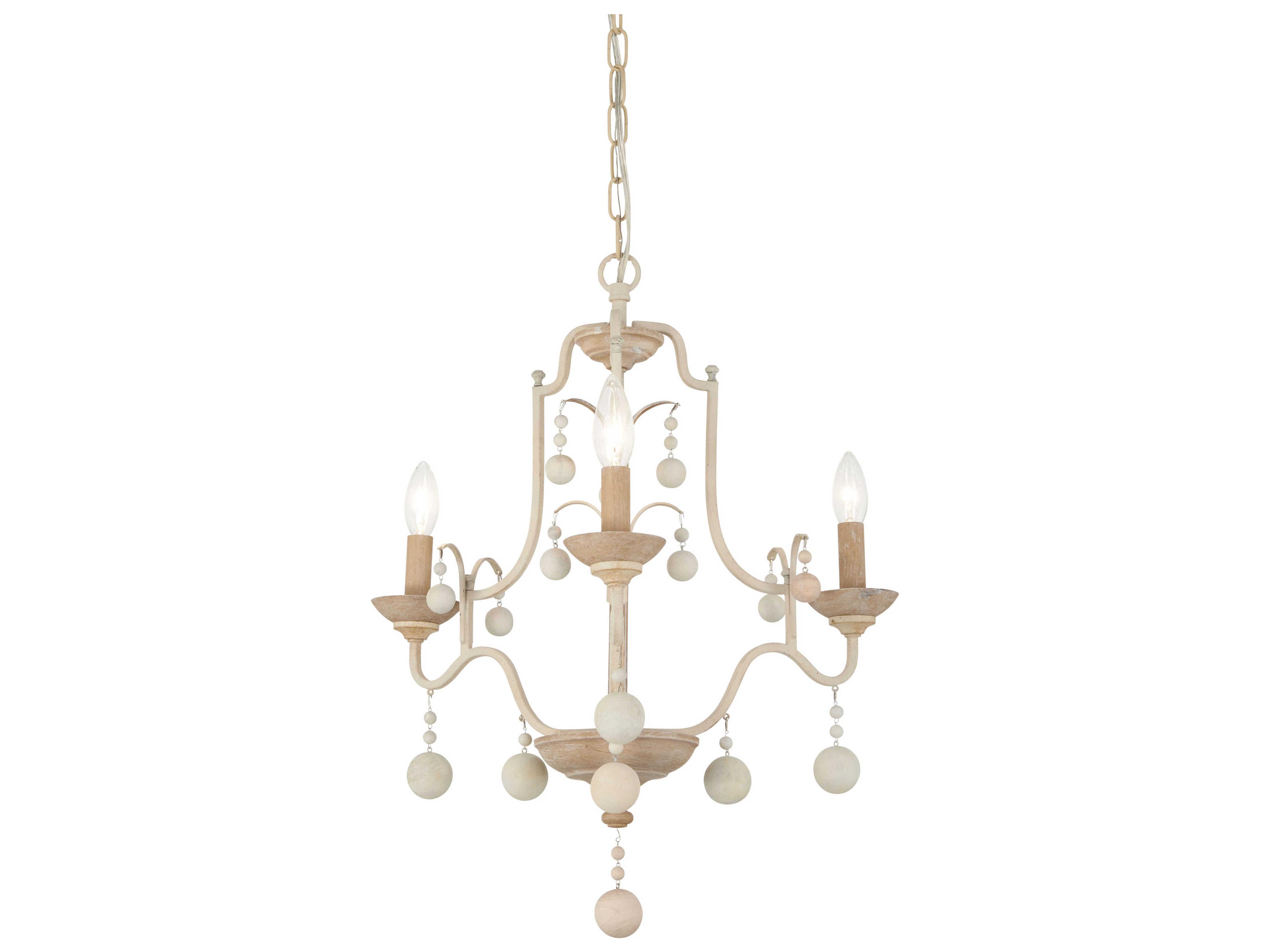 Minka Lavery Colonial Charm 3-Light White Wash Sun Dried Clay Brown Candelabra Chandelier