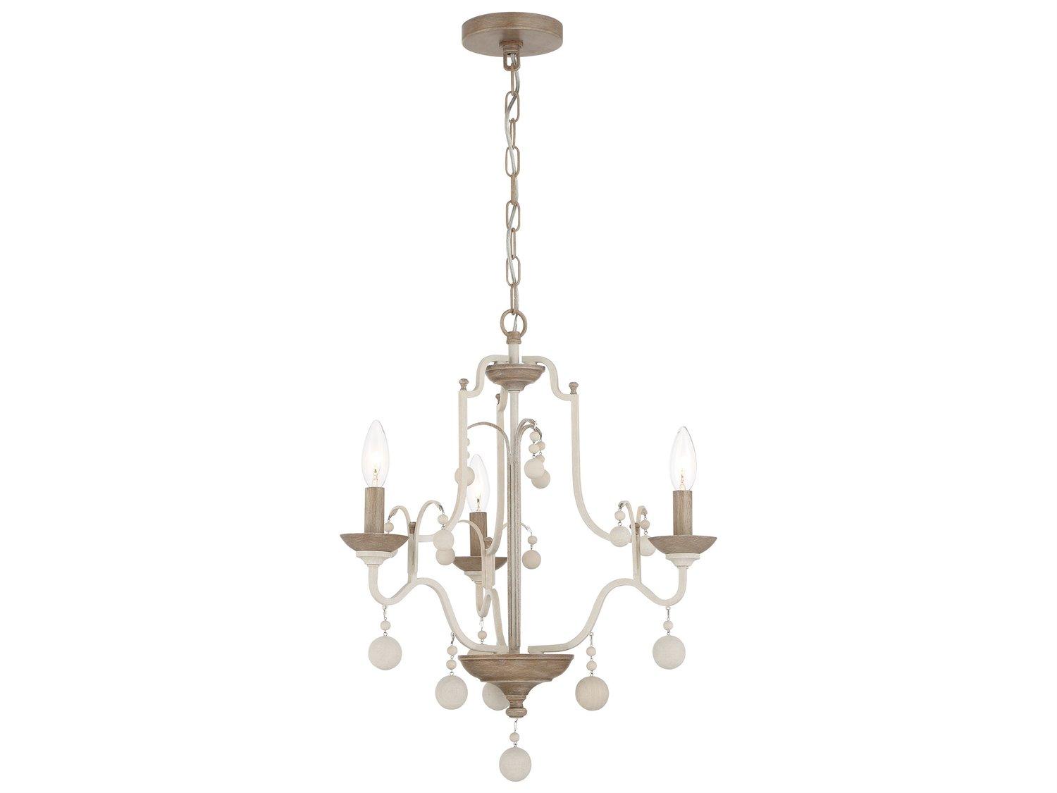 Minka Lavery Colonial Charm 3-Light White Wash Sun Dried Clay Brown Candelabra Chandelier