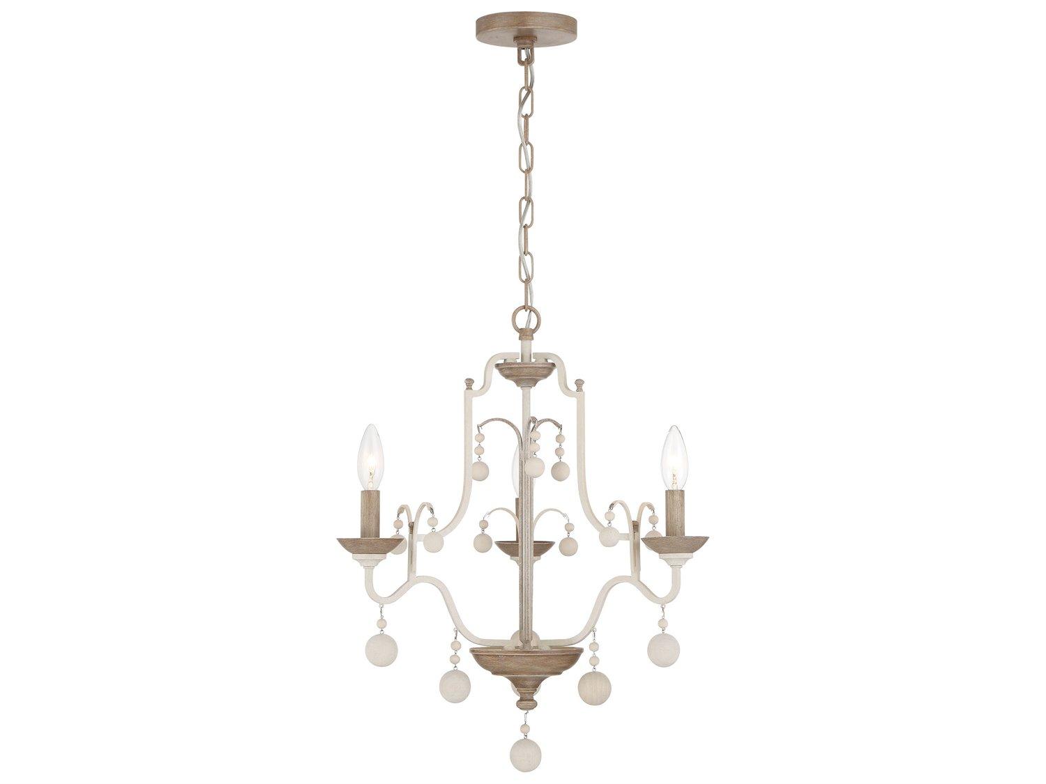 Minka Lavery Colonial Charm 3-Light White Wash Sun Dried Clay Brown Candelabra Chandelier