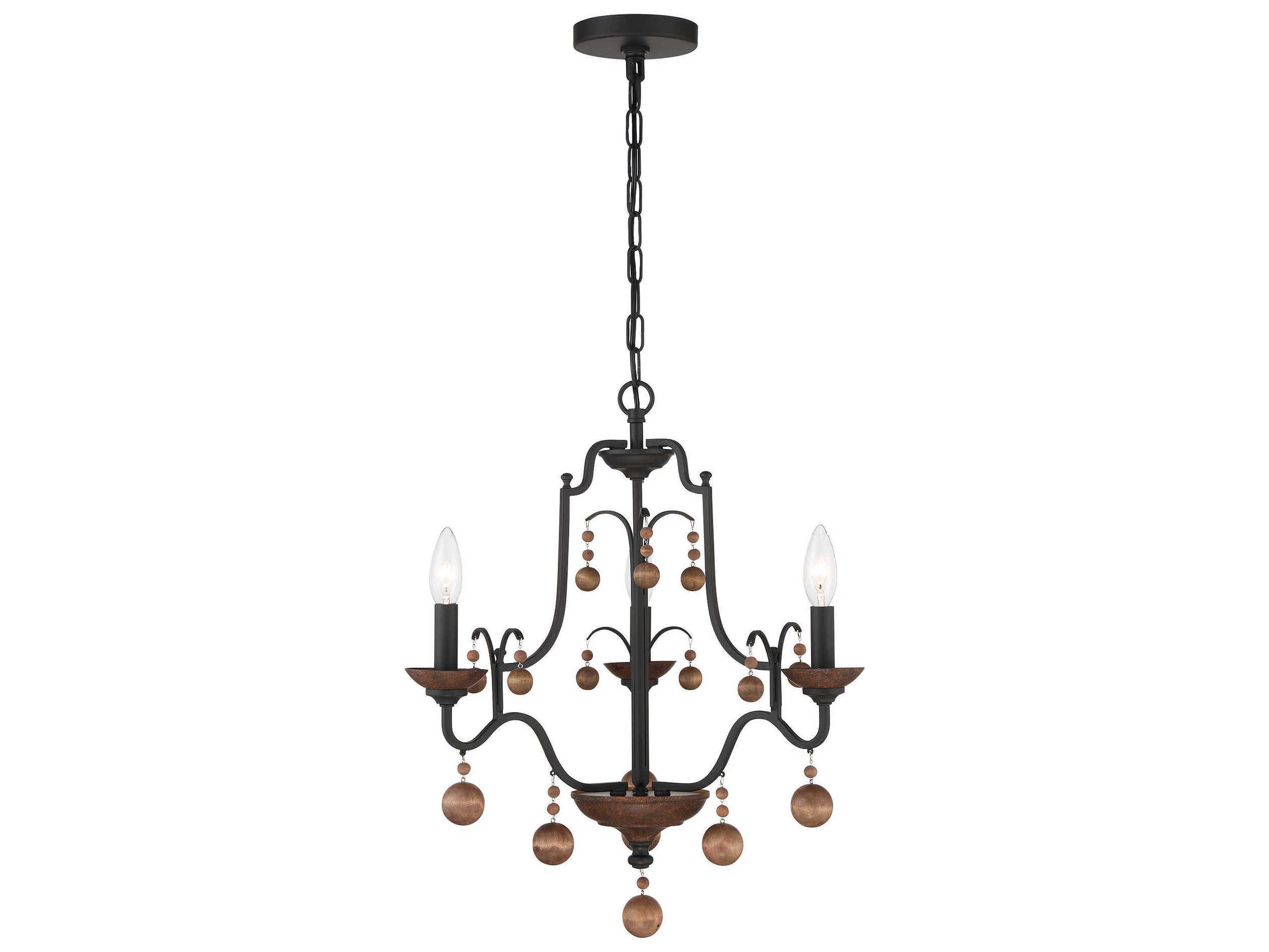Minka Lavery Colonial Charm 3-Light Old World Bronze Walnut Brown Candelabra Chandelier