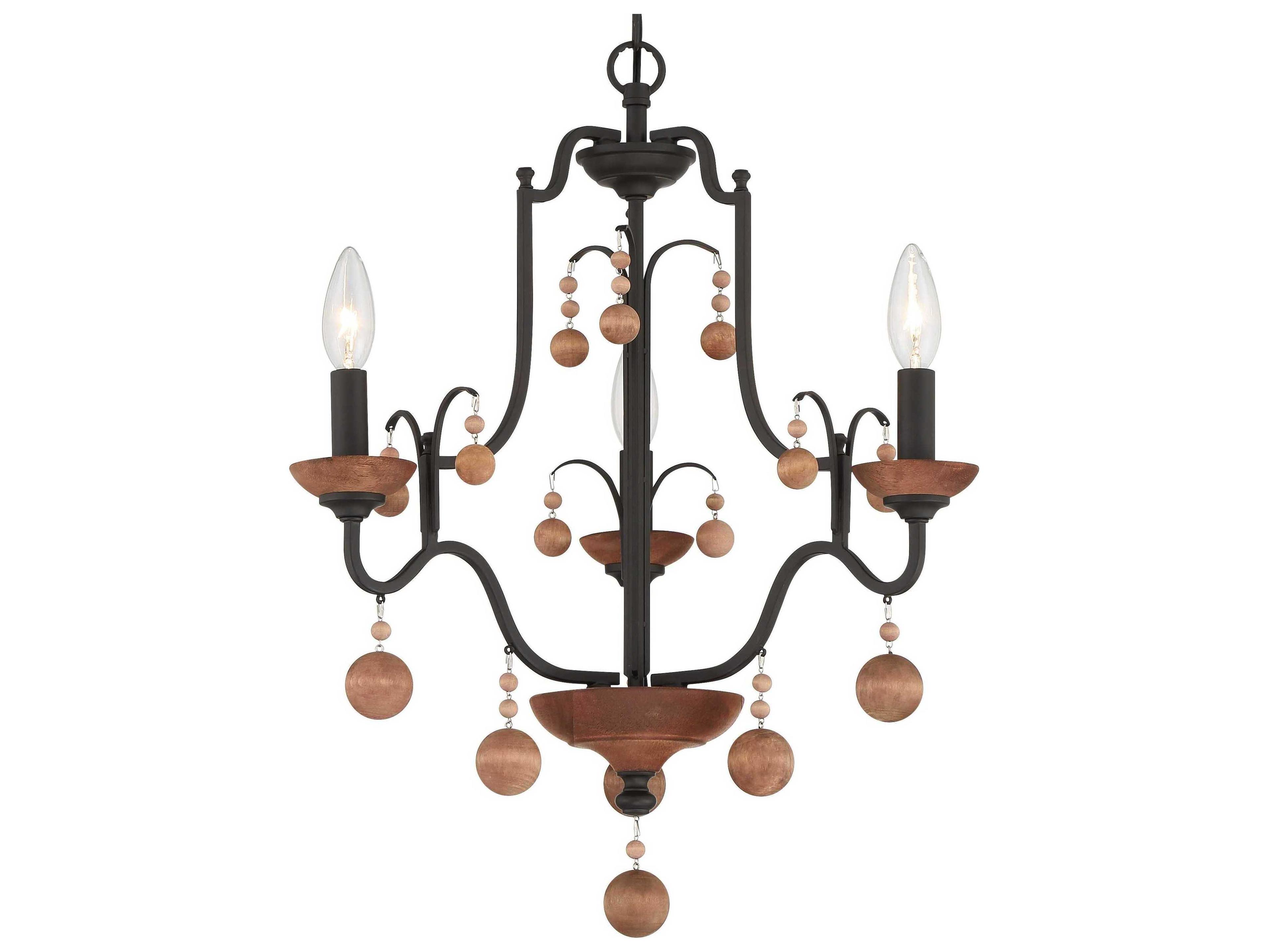 Minka Lavery Colonial Charm 3-Light Old World Bronze Walnut Brown Candelabra Chandelier