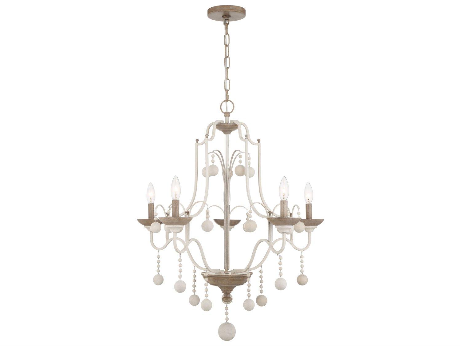 Minka Lavery Colonial Charm 5-Light White Wash Sun Dried Clay Brown Candelabra Chandelier