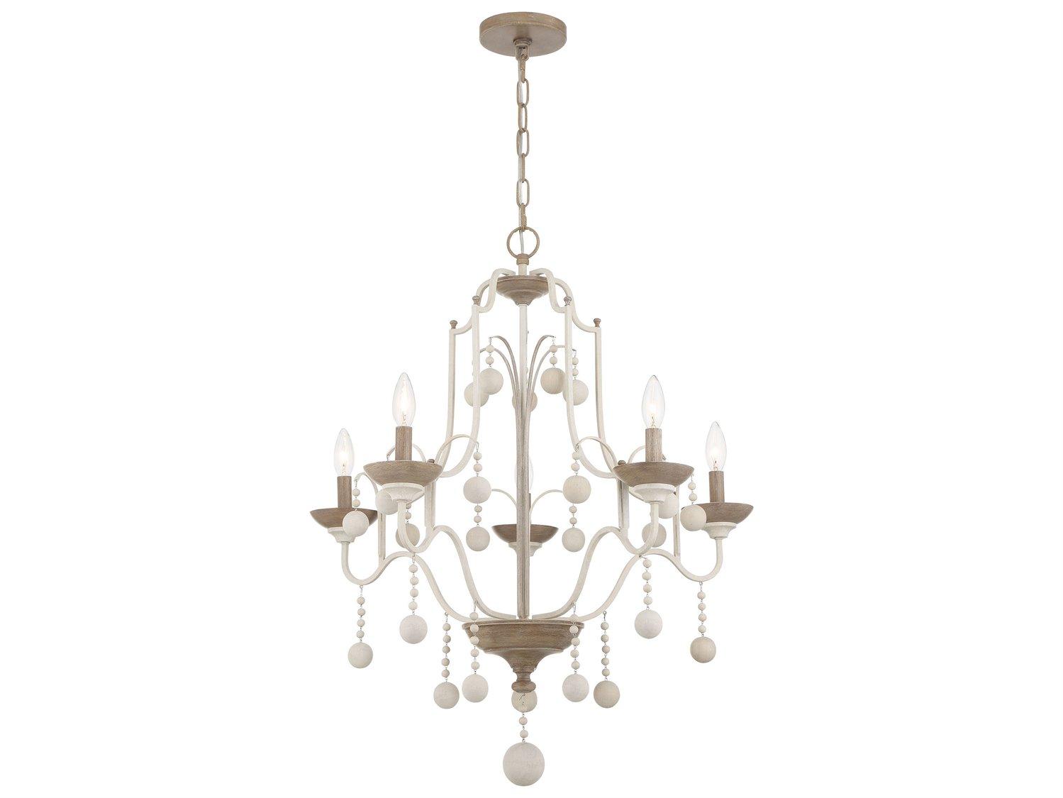 Minka Lavery Colonial Charm 5-Light White Wash Sun Dried Clay Brown Candelabra Chandelier