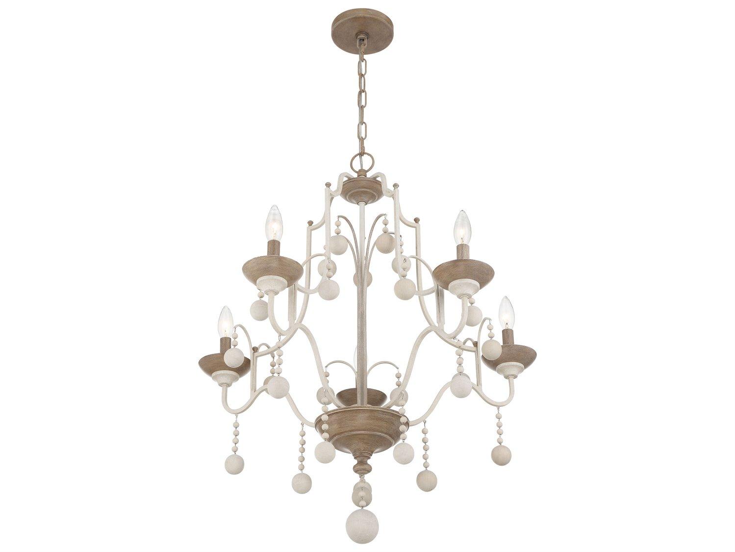 Minka Lavery Colonial Charm 5-Light White Wash Sun Dried Clay Brown Candelabra Chandelier