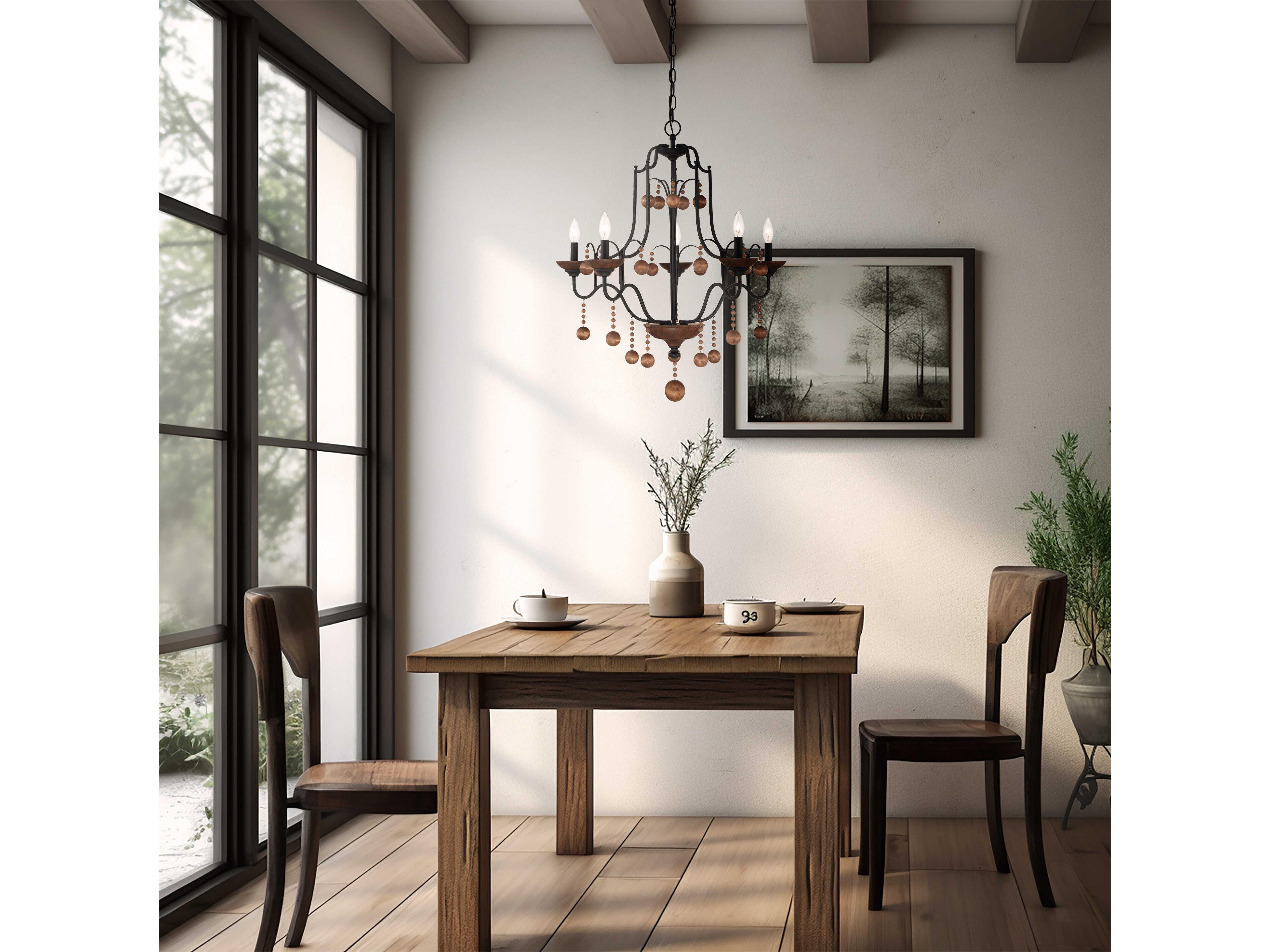 Minka Lavery Colonial Charm 5-Light Old World Bronze Walnut Brown Candelabra Chandelier