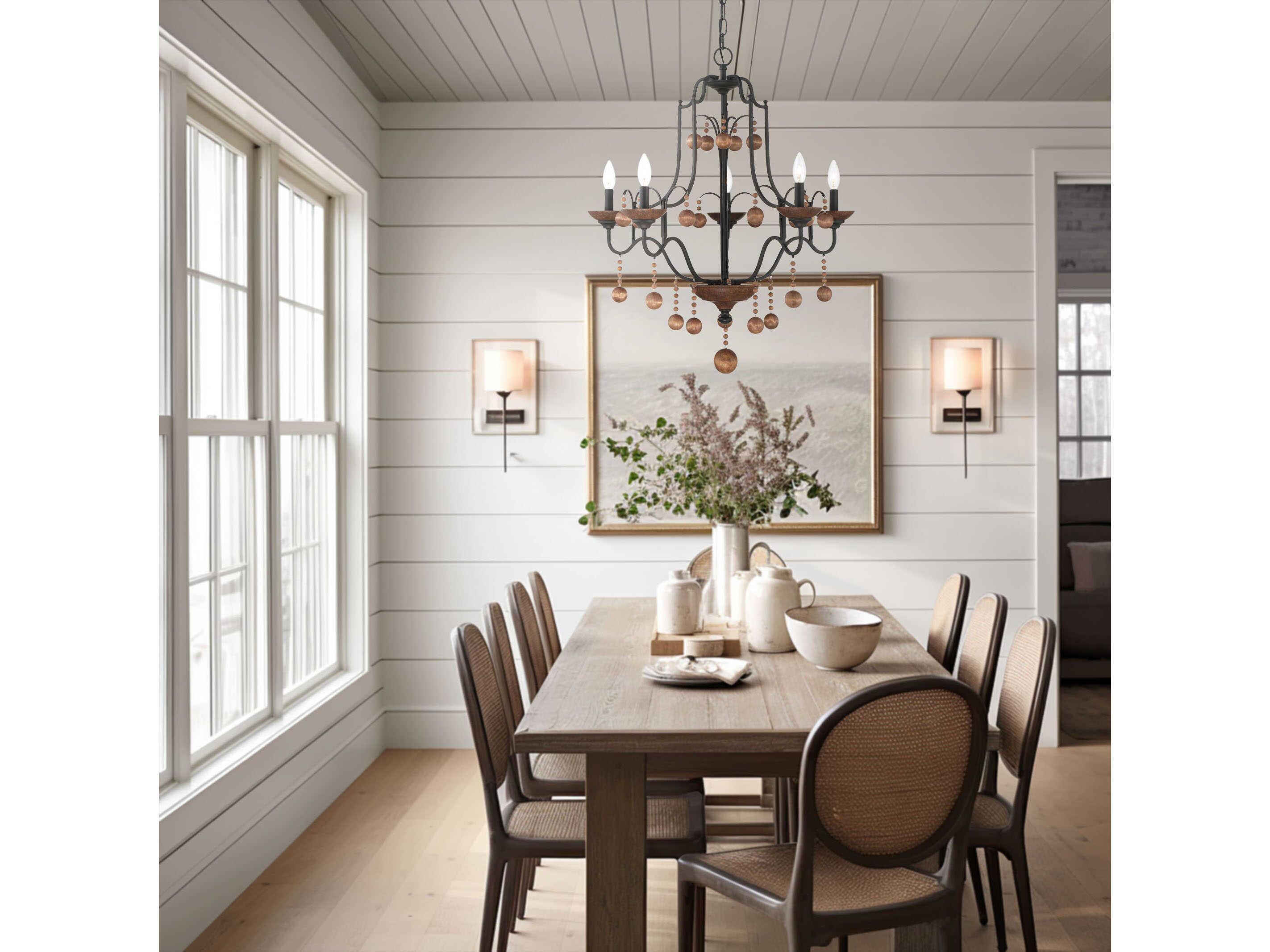 Minka Lavery Colonial Charm 5-Light Old World Bronze Walnut Brown Candelabra Chandelier