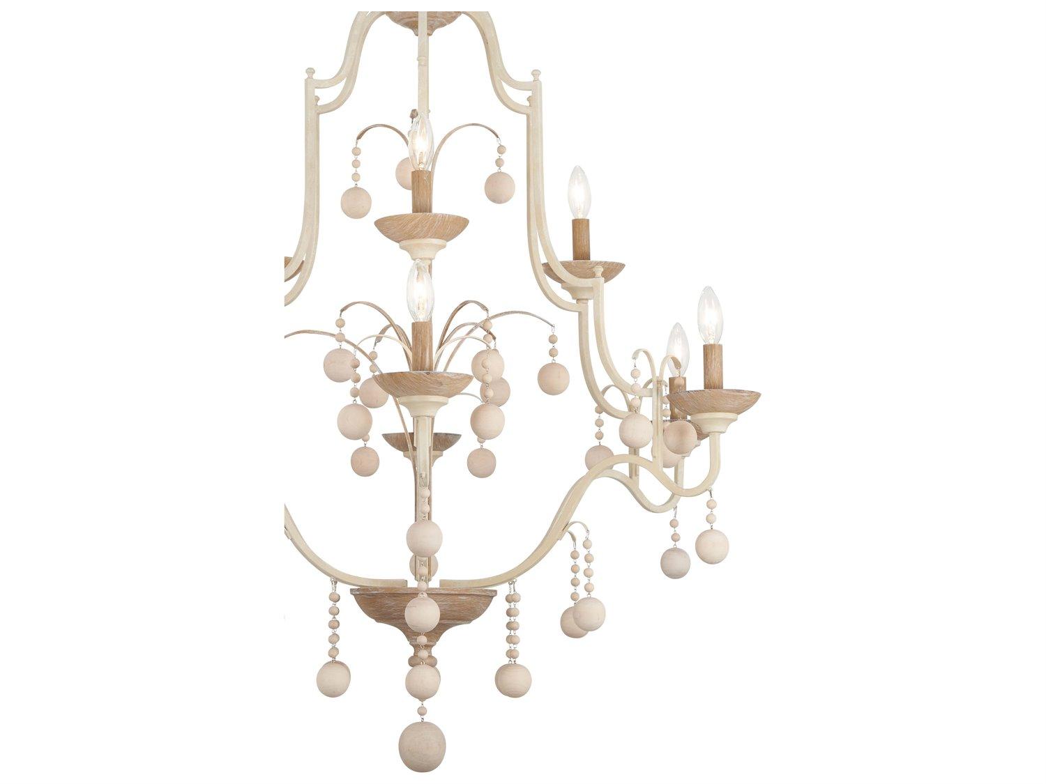 Minka Lavery Colonial Charm 9-Light White Wash Sun Dried Clay Brown Candelabra Chandelier