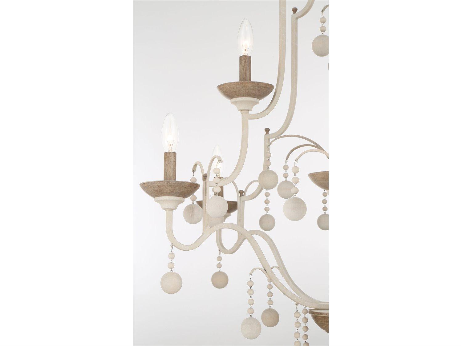 Minka Lavery Colonial Charm 9-Light White Wash Sun Dried Clay Brown Candelabra Chandelier